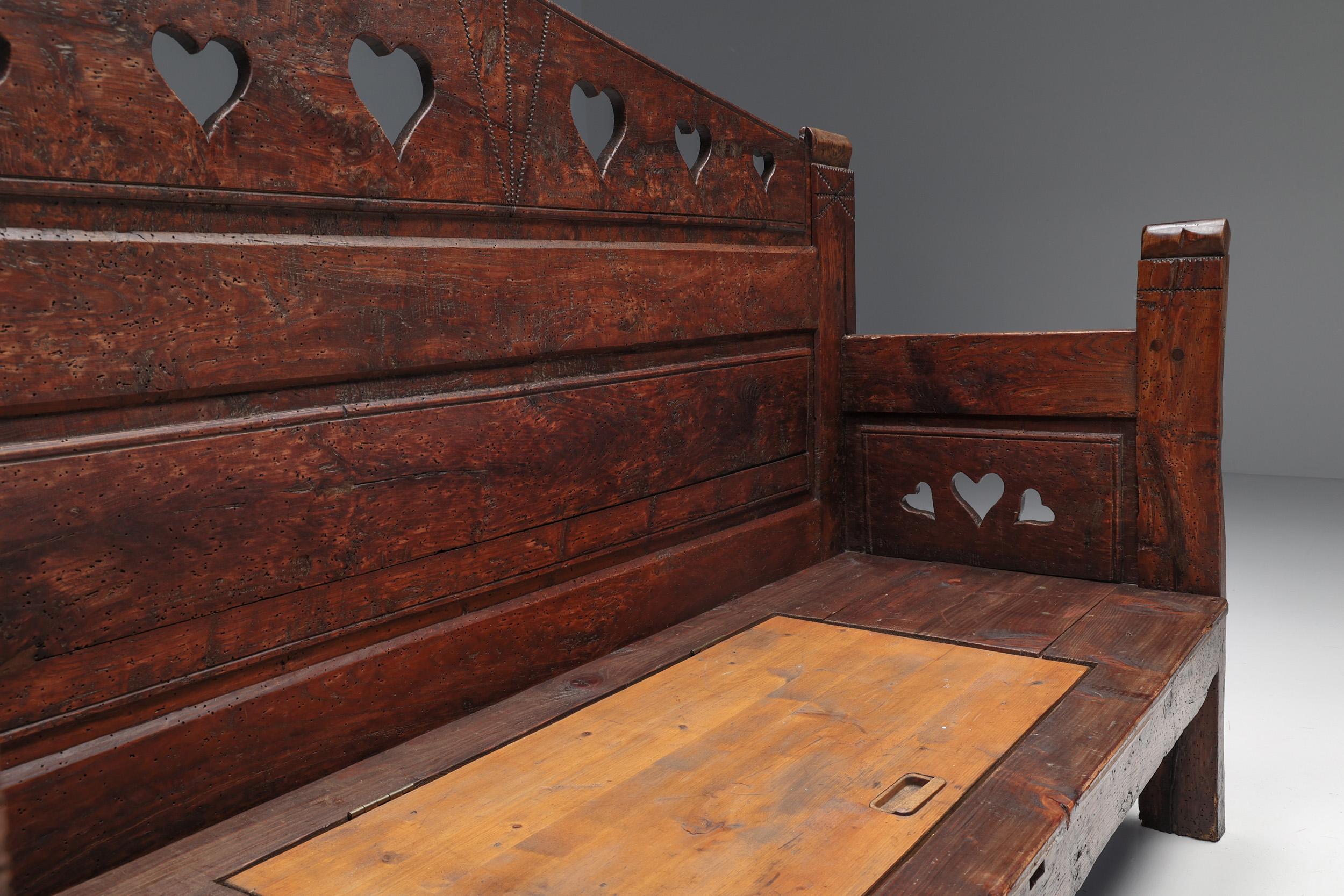 Carved Bench in Solid Wood with Storing Space, France, 19th Century For Sale 5