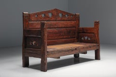 Carved Bench in Solid Wood with Storing Space, France, 19th Century