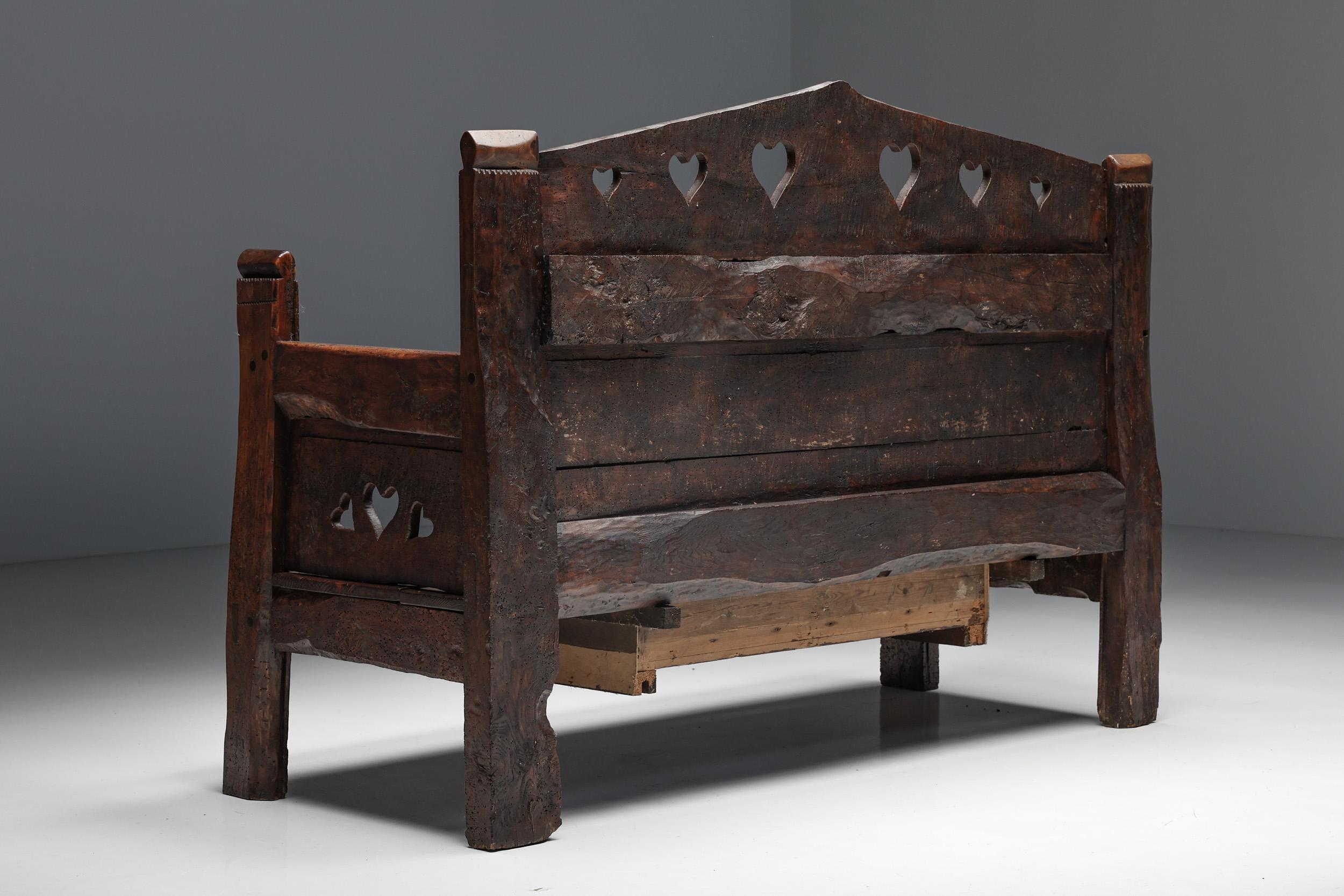 Carved Bench in Solid Wood with Storing Space, France, 19th Century For Sale 2