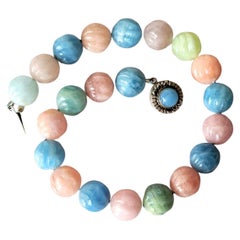 Carved Beryl Aquamarine Morganite Necklace