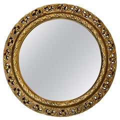 Antique Carved Bevelled Gilt Round Wall Mirror    This is a very attractive Mirror