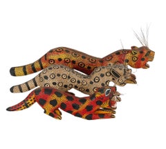 Carved Big Cat Figures - Set of 3