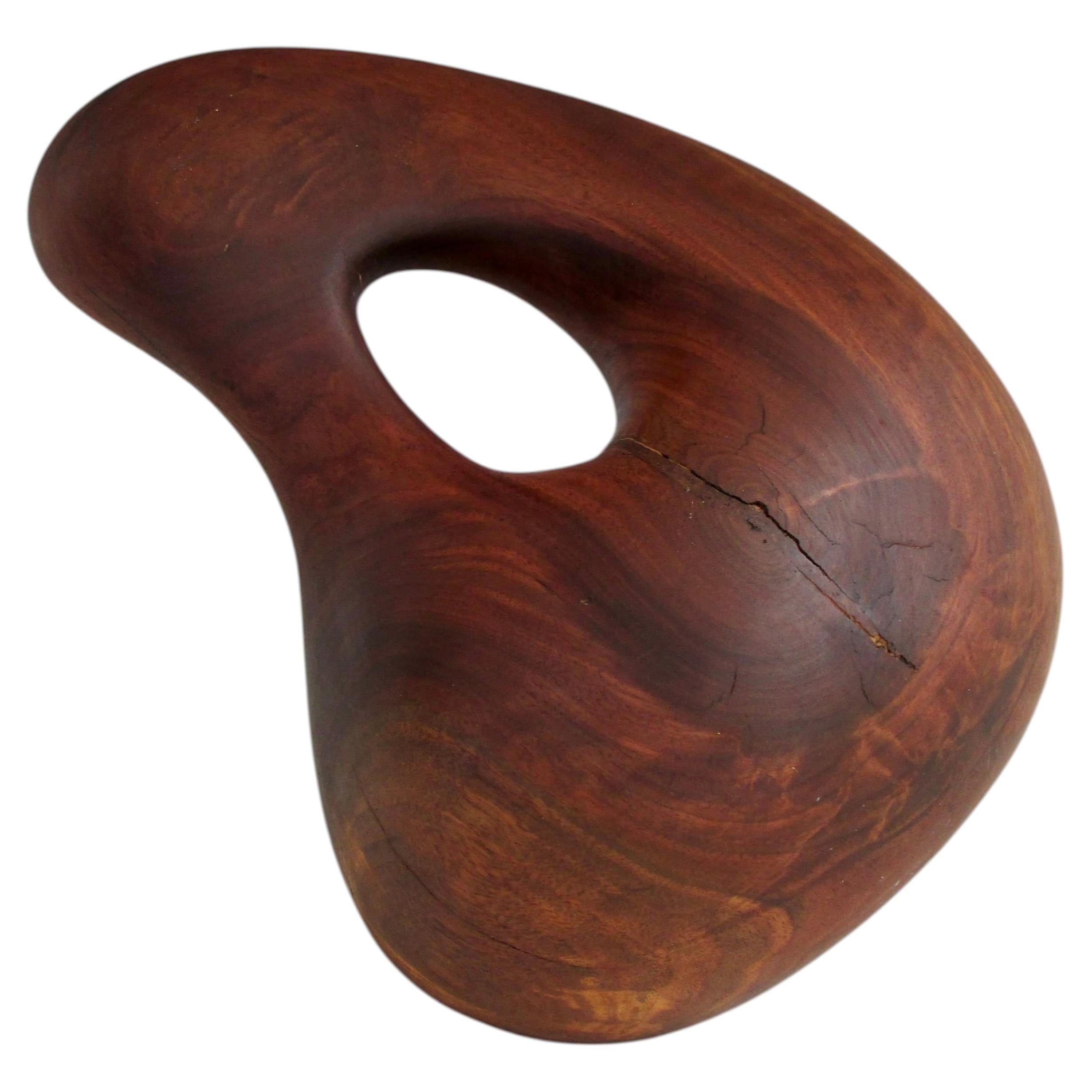 Carved bio morphic organic modern walnut sculpture