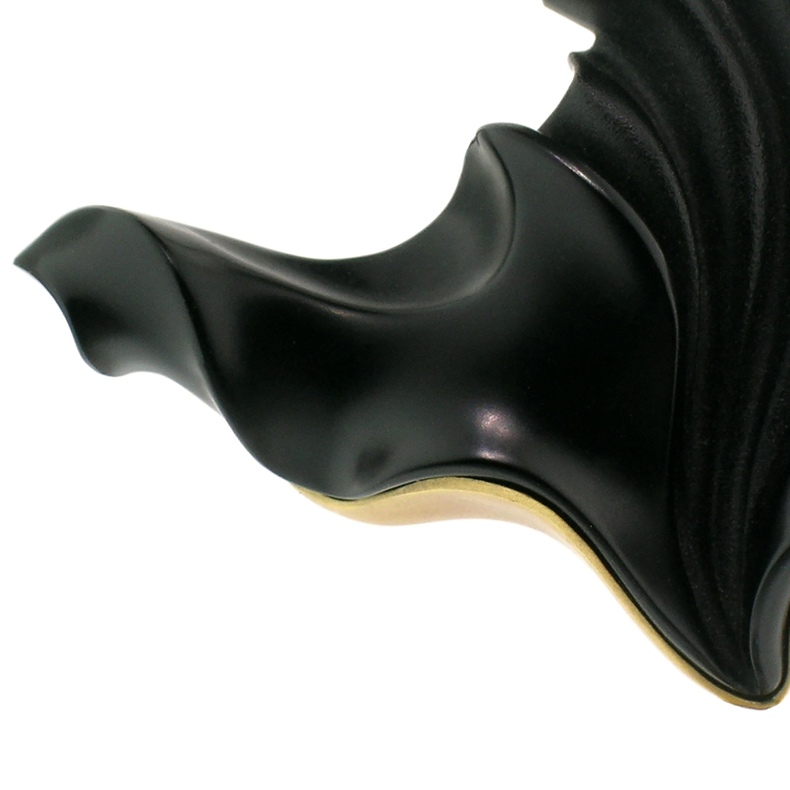Pear Cut Carved Black Chalcedony Sculpture & Aquamarine 18kt Pendant, Enhancer, & Brooch For Sale