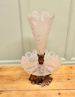 Carved Black Forest and Baccarat Crystal Epergne Centre Piece