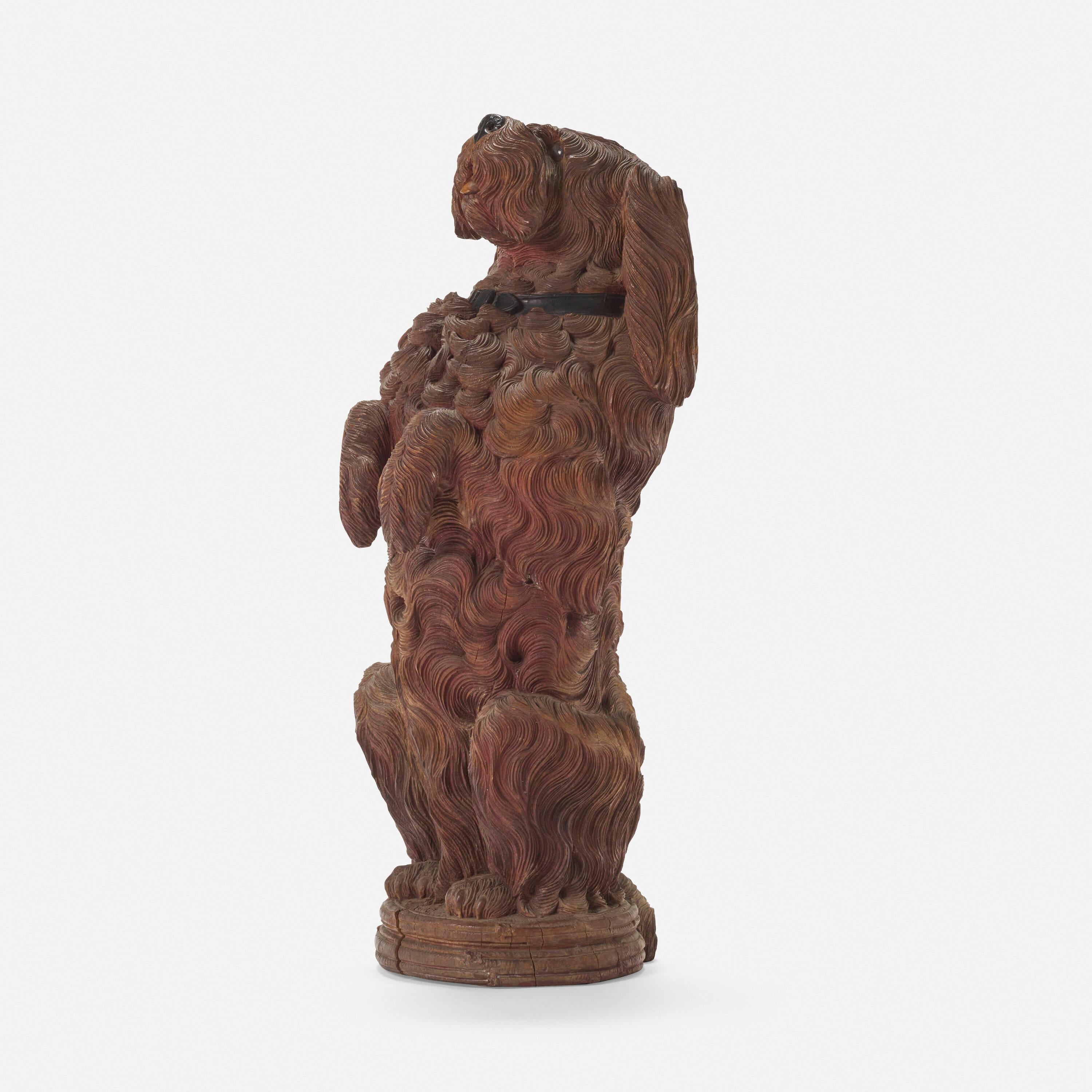 Carved black forest linden wood German poodle Dog