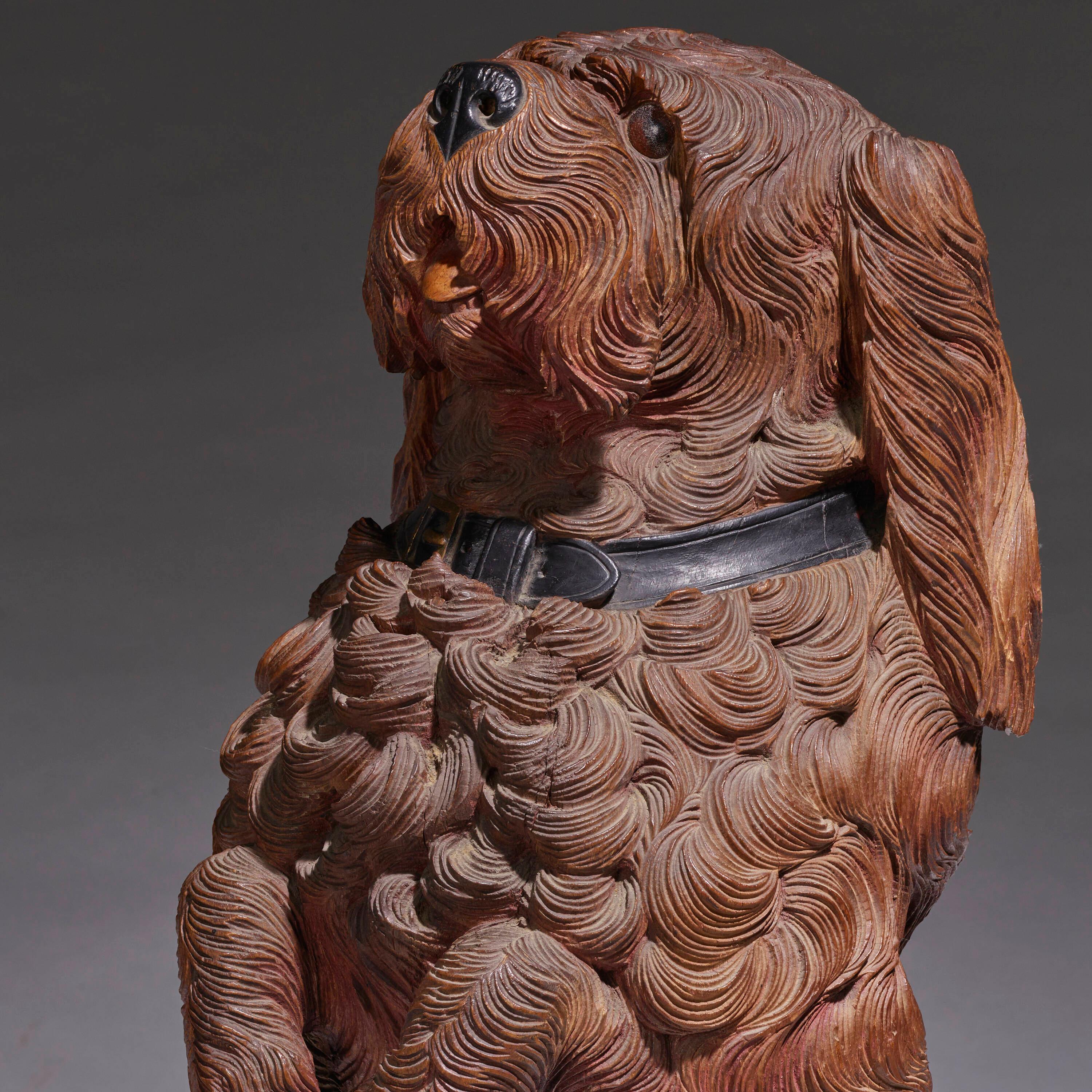 Carved Black Forest Linden Wood German Poodle For Sale 1