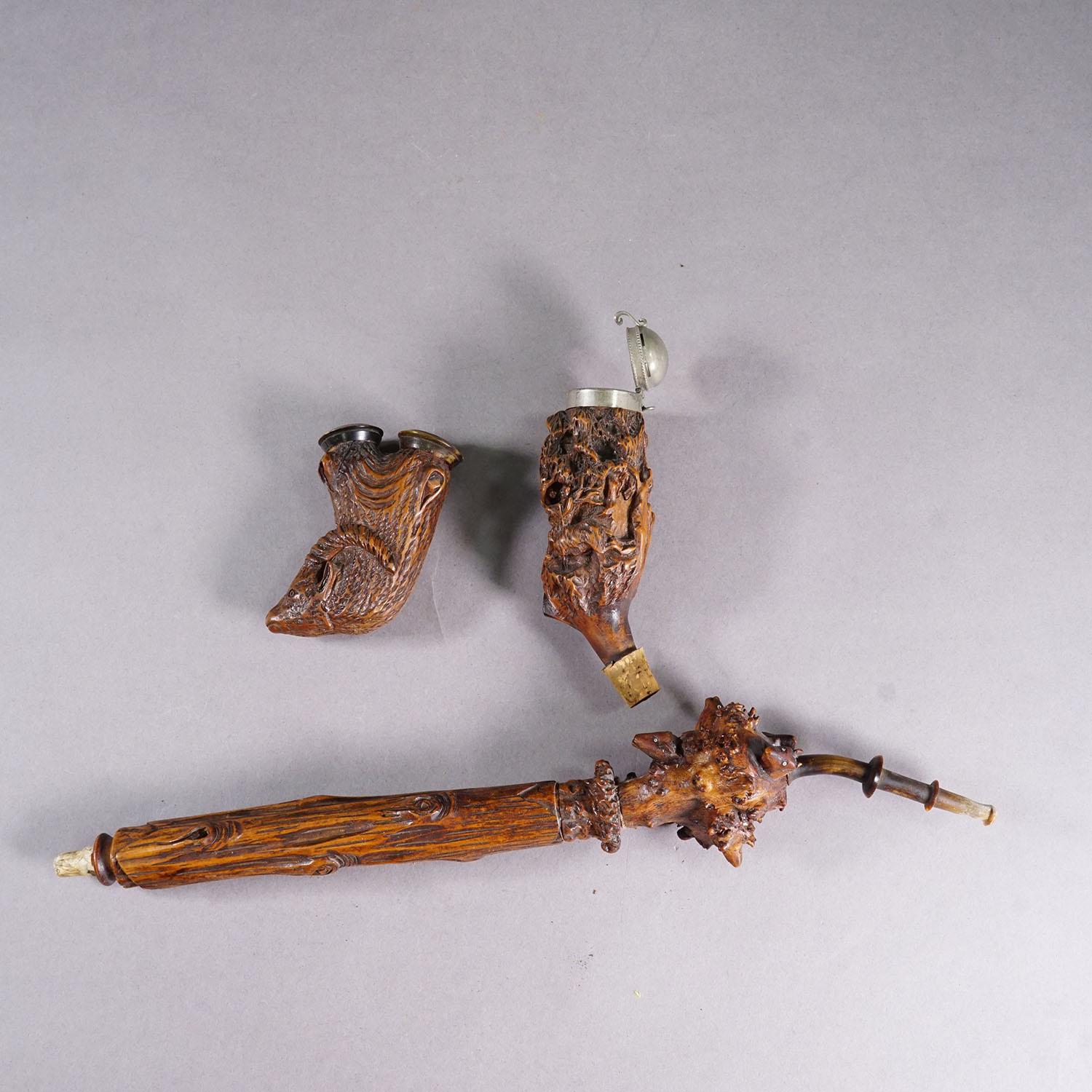 Pipe à tabac Black Forest sculptée, Allemagne vers 1900 en vente 2