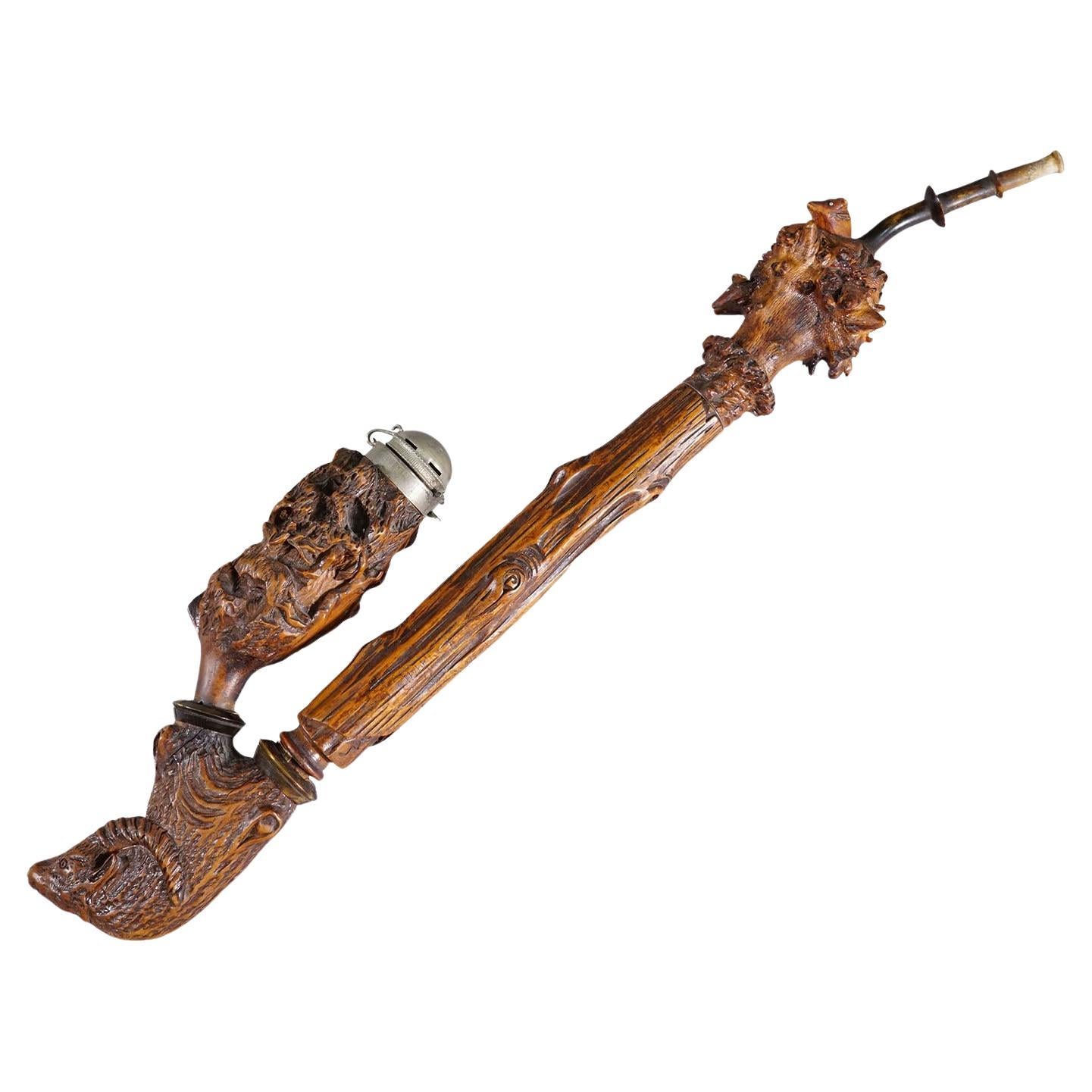 Pipe à tabac Black Forest sculptée, Allemagne vers 1900