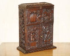 CARVED BLACK FOREST WOOD SMOKiNG PIPE CABINET BOX LATIN INSCRIBED NIL NISI CRUCE