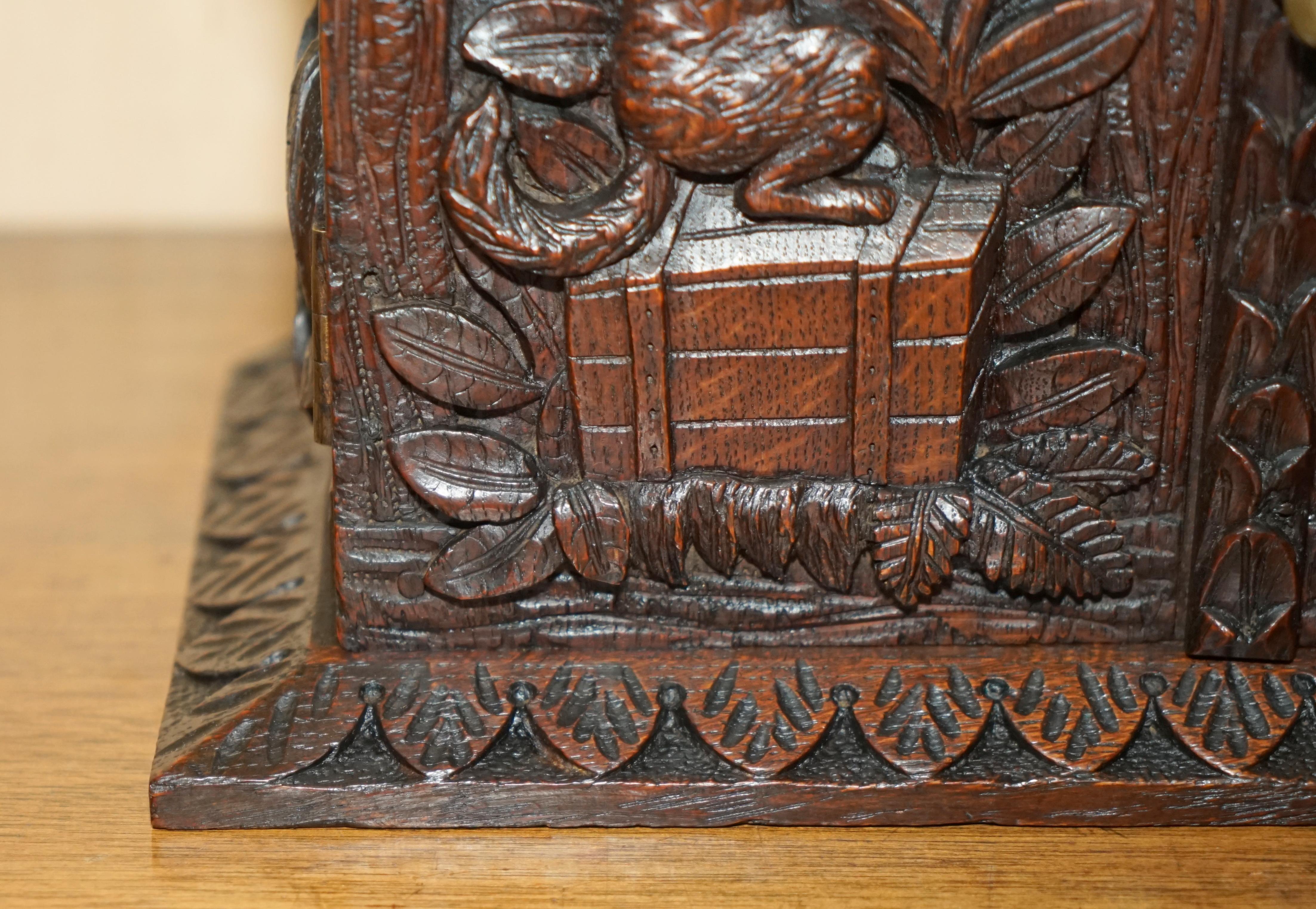 Hand-Carved CARVED BLACK FOREST WOOD SMOKiNG PIPE CABINET BOX LATIN INSCRIBED NIL NISI CRUCE For Sale