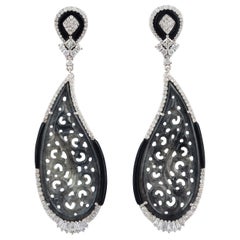 Pendientes Paisley de Oro de 18 Kilates con Diamante de Jade Tallado de 24,25 quilates