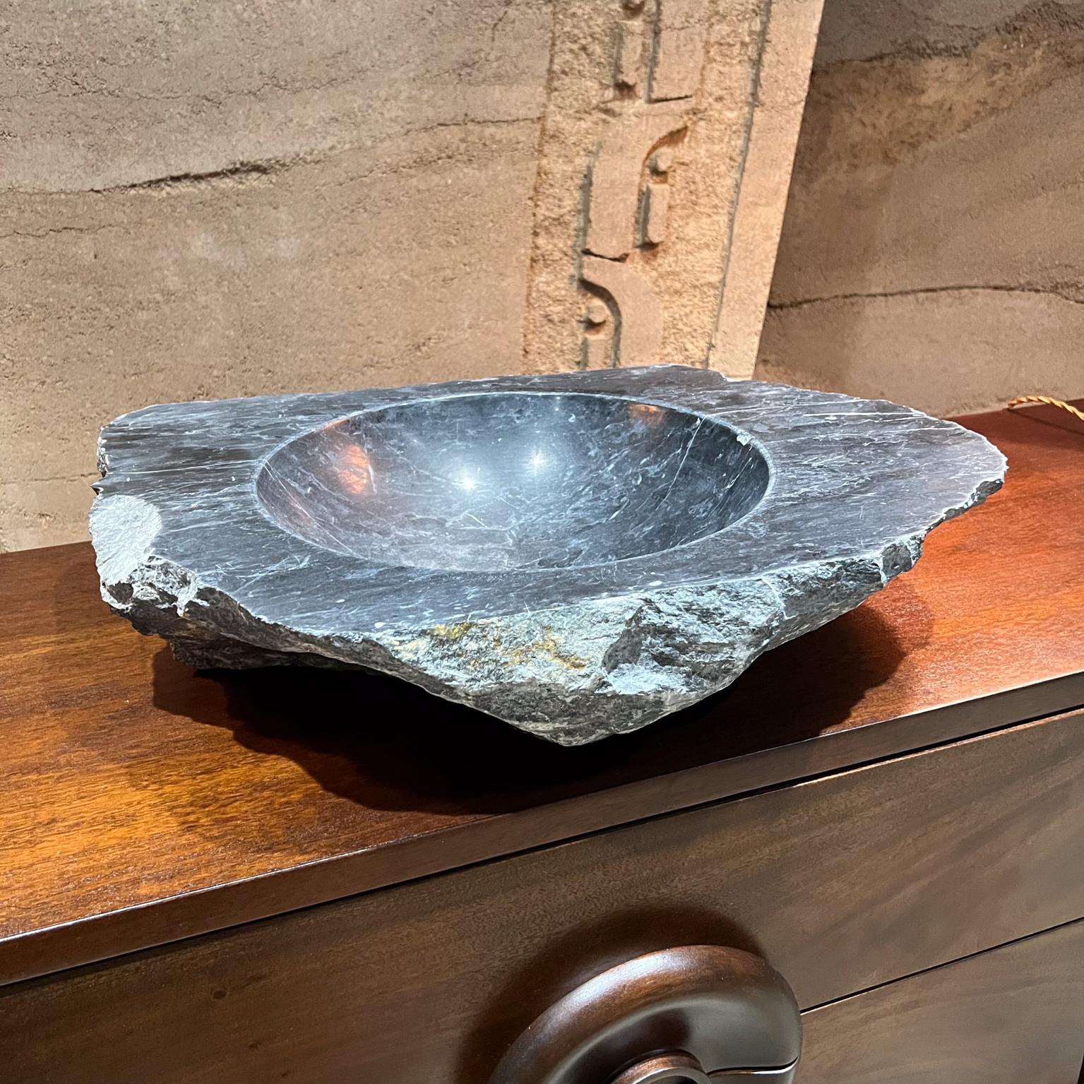 Mid-Century Modern Carved Black Marble Natural Stone Sink Basin Bowl For Sale