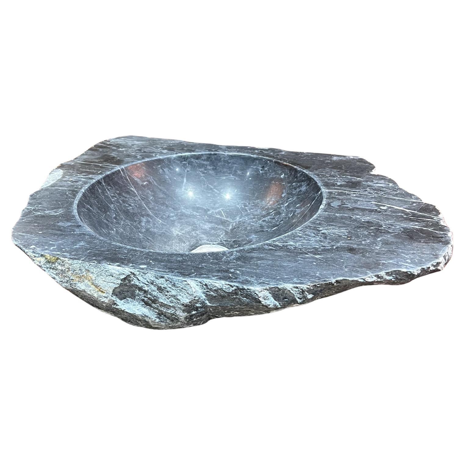 Sculptural Hand Carved Black Marble Natural Stone Sink