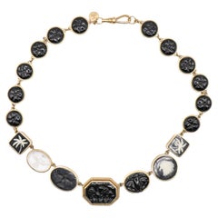 Carved Black Onyx Octagon Necklace