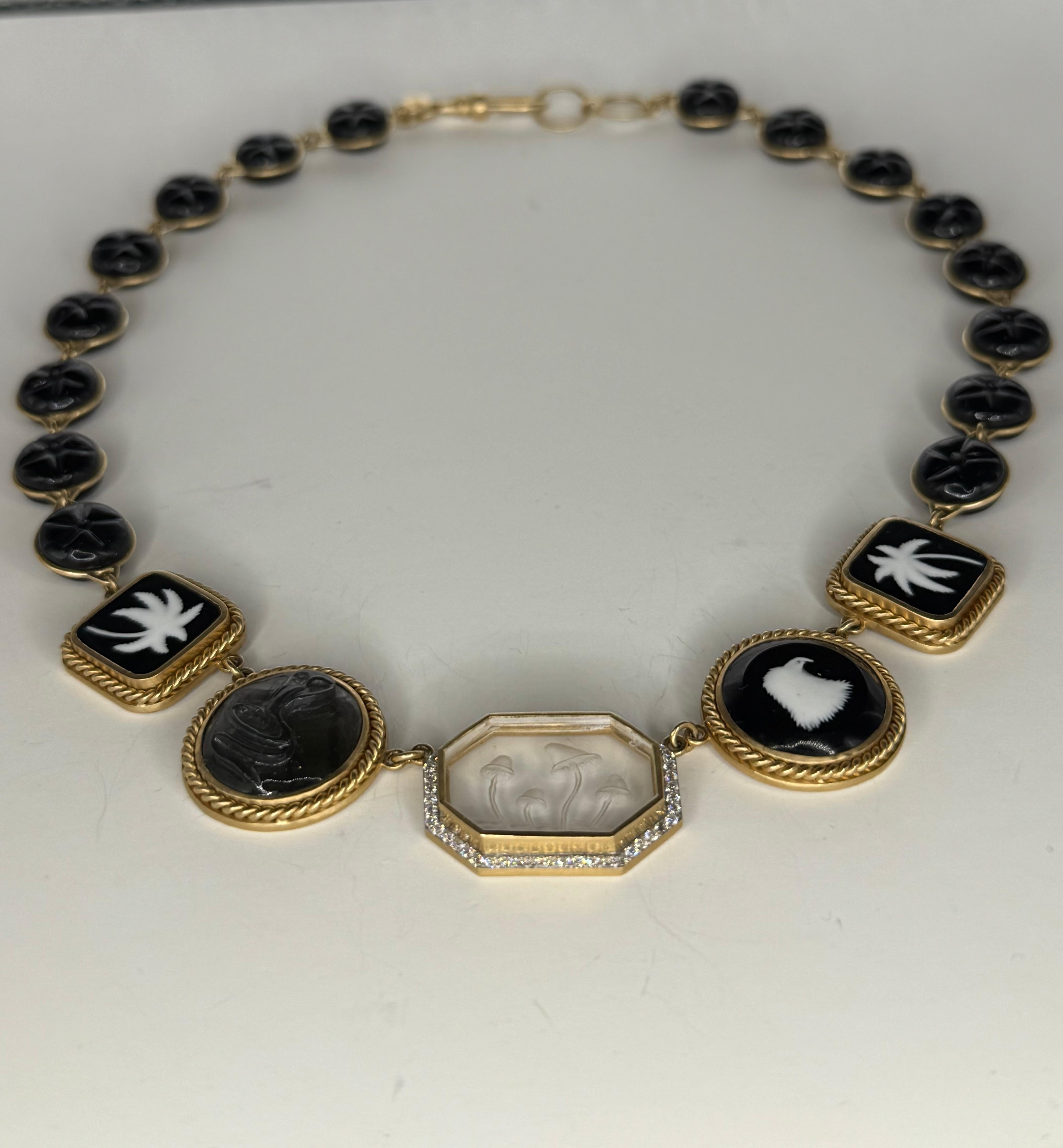 Collar Octógono Ónix Negro Tallado en venta