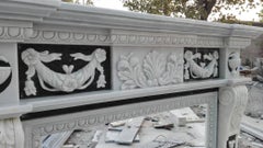 Carved Black and White Marble Fireplace Surround