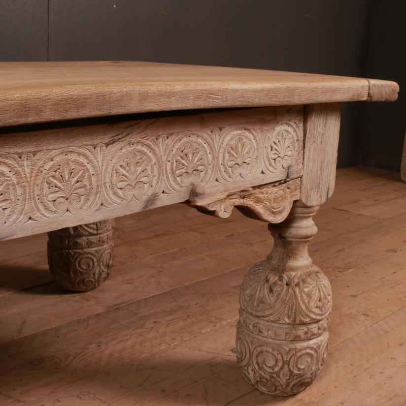 Carved Bleached Oak Coffee Table (Englisch)