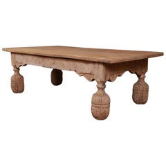 Carved Bleached Oak Coffee Table