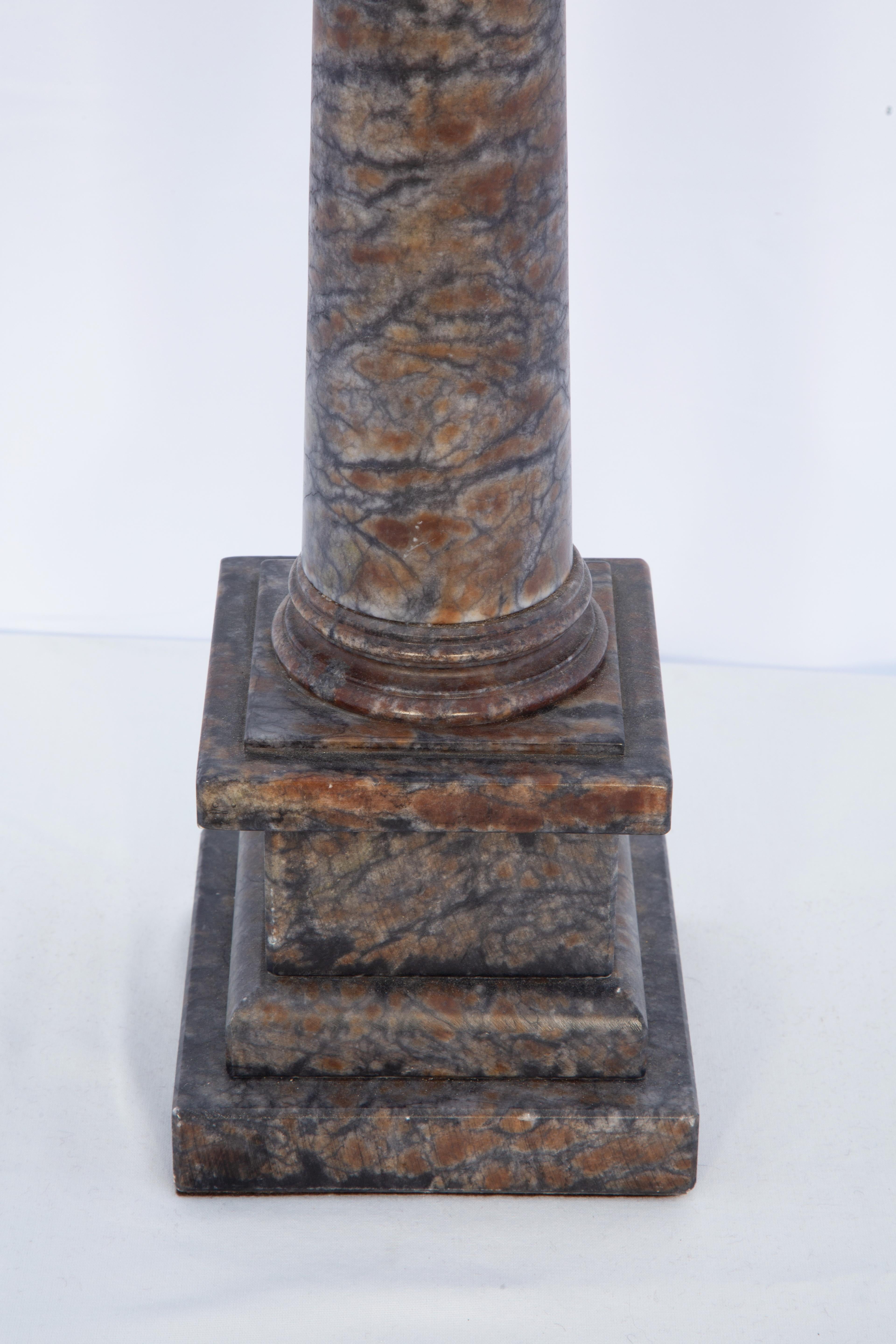 Neoclassical Carved Blue John Marble Columnar Lamp