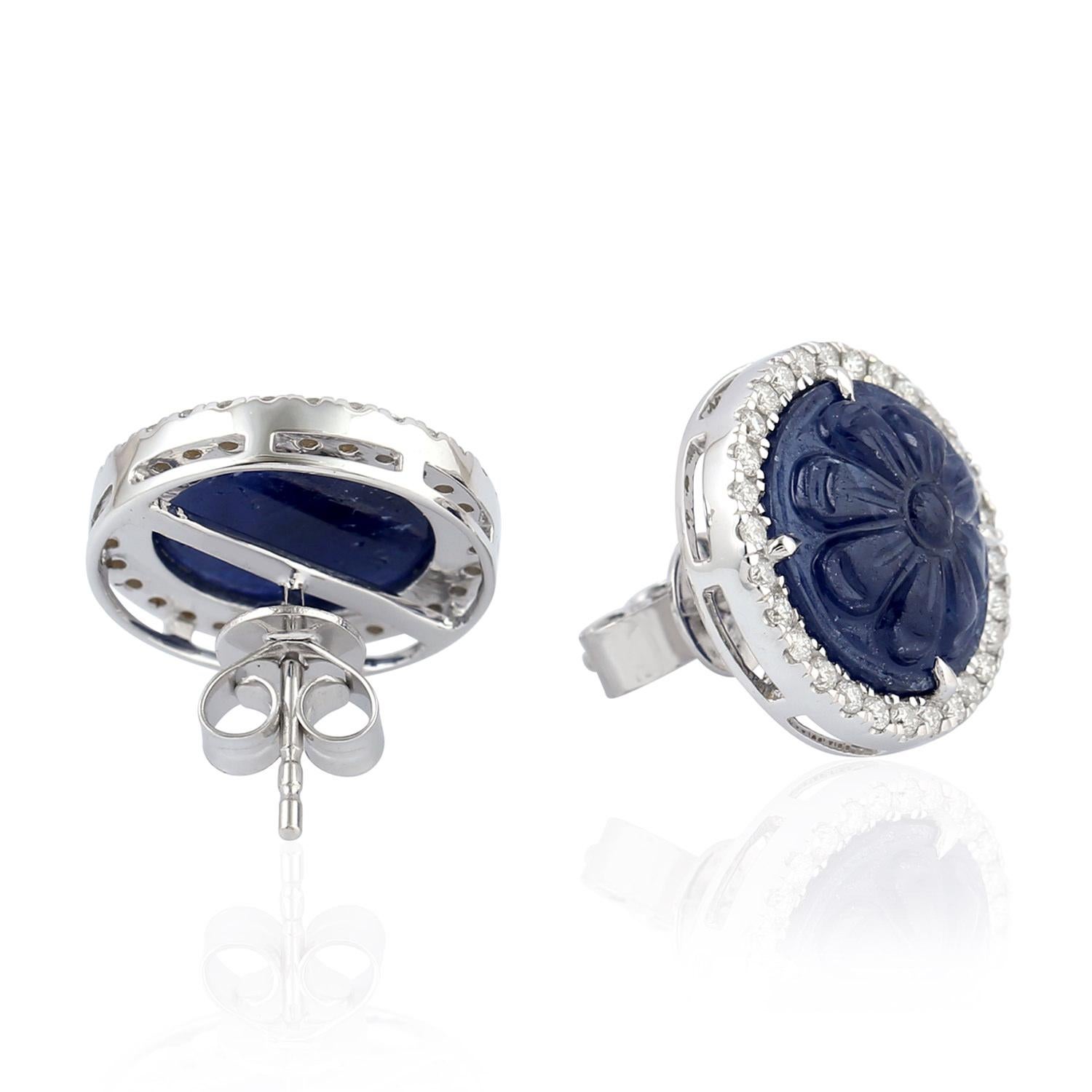 blue diamond stud earrings