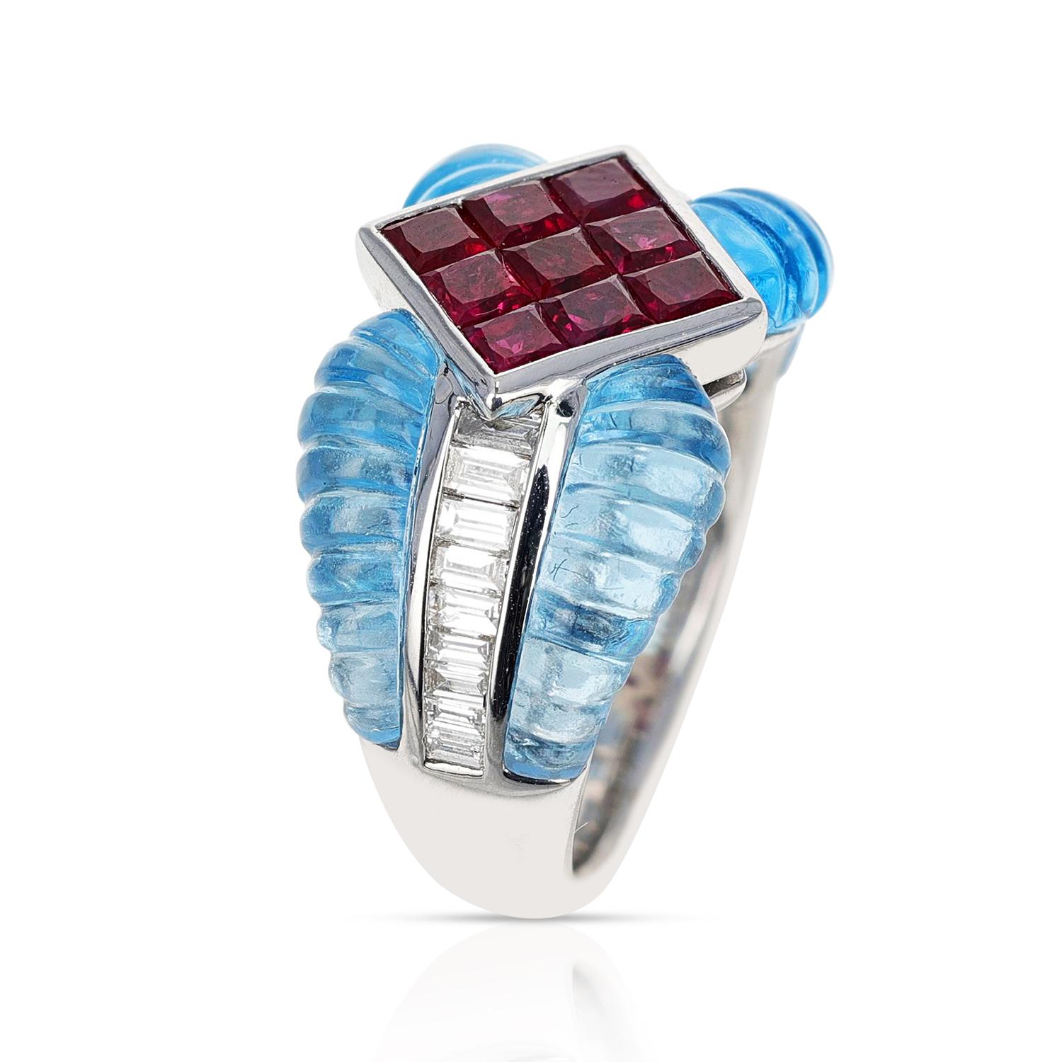 blue topaz and ruby ring