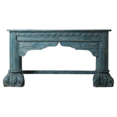 Carved Blue Wooden Console Table