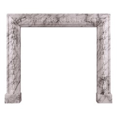 Antique Carved Bolection Fireplace in Arabescato Marble