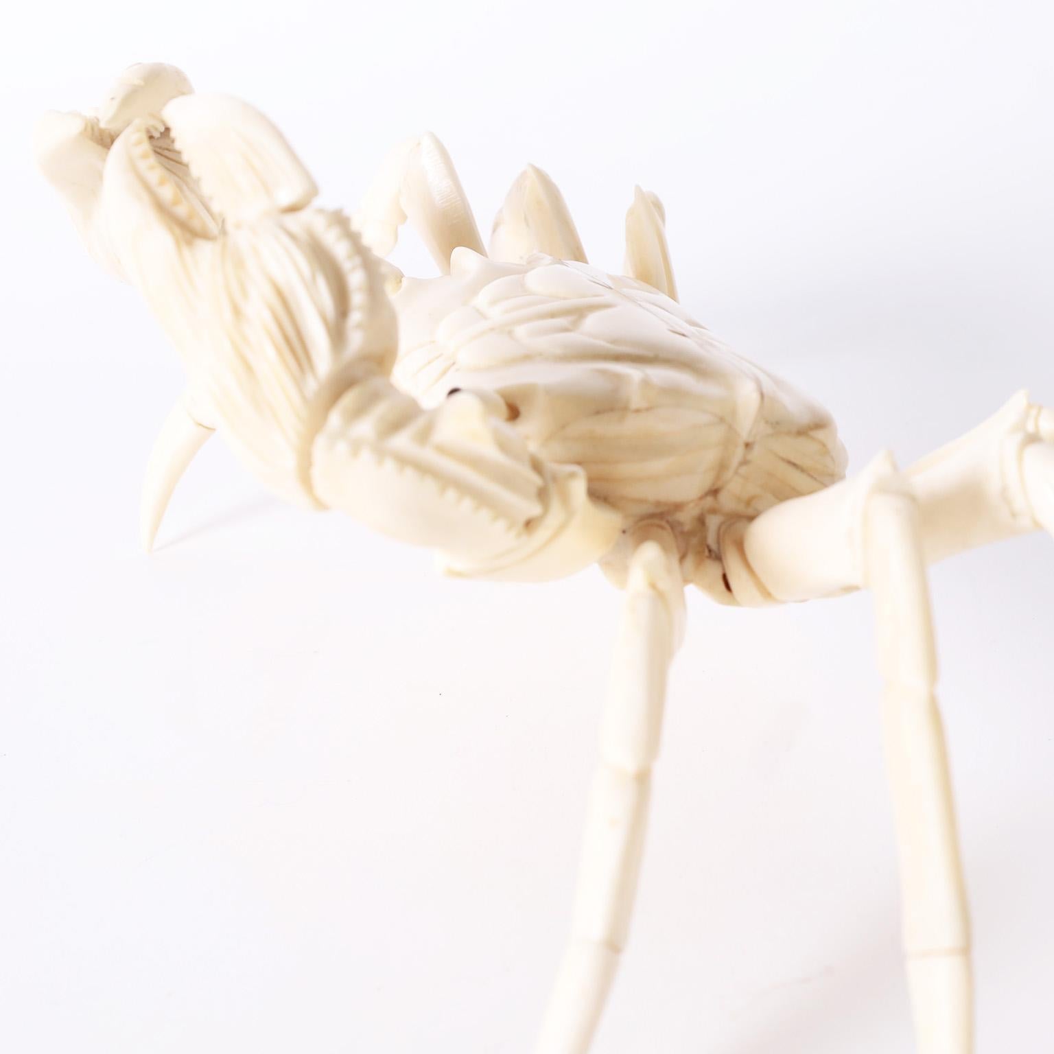 Chinese Export Carved Bone Crab For Sale