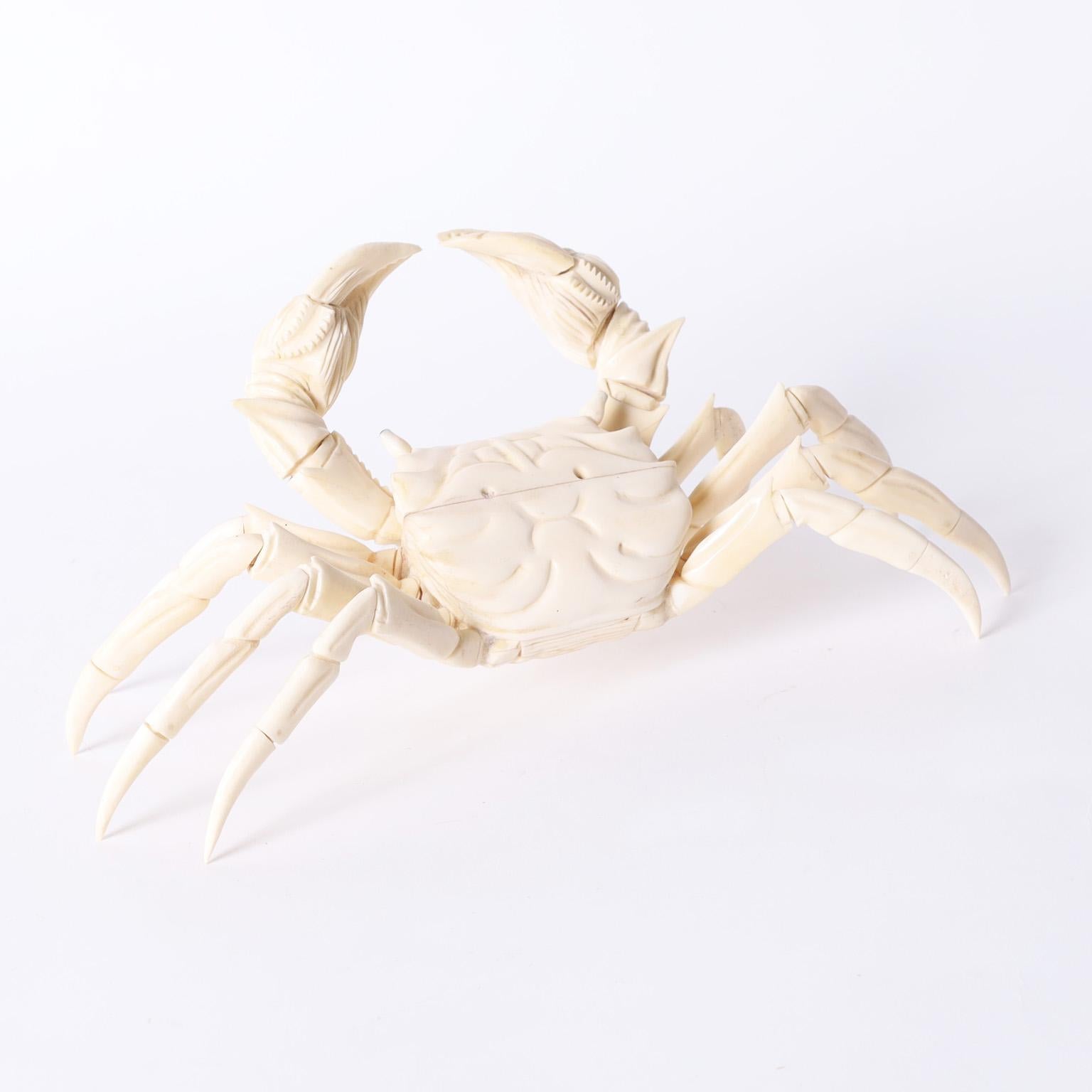 Chinese Carved Bone Crab For Sale