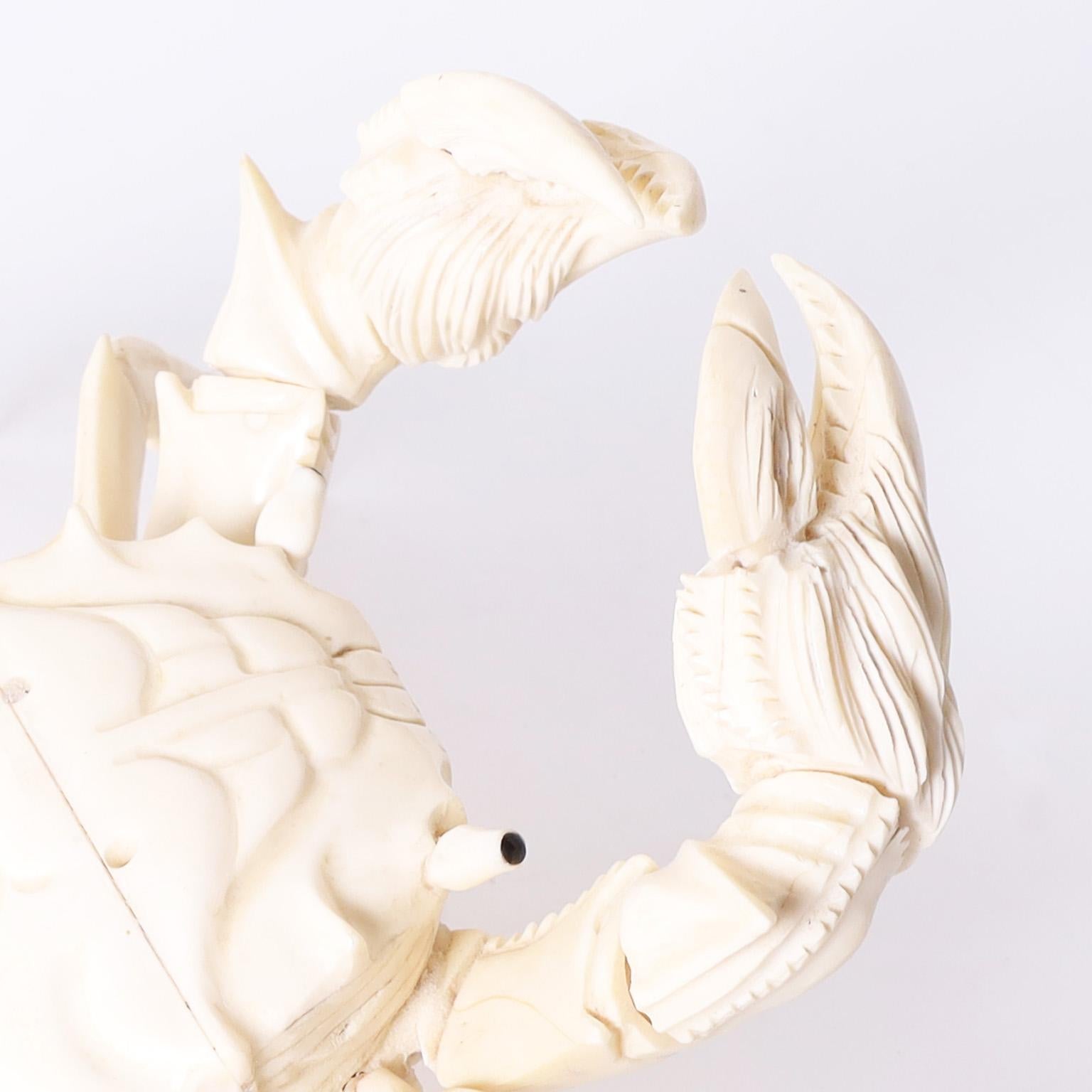 Hand-Carved Carved Bone Crab For Sale