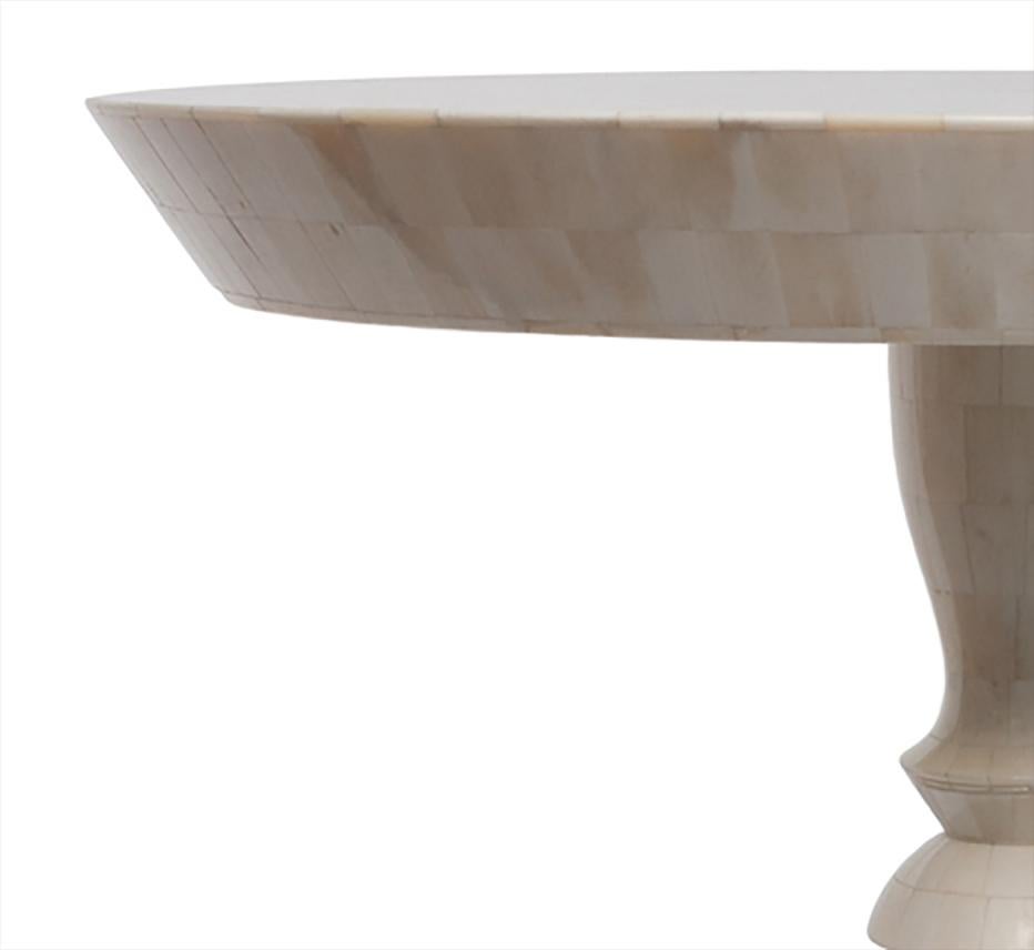 Hand-Carved Carved Bone End Table Pedestal, Pushpa For Sale