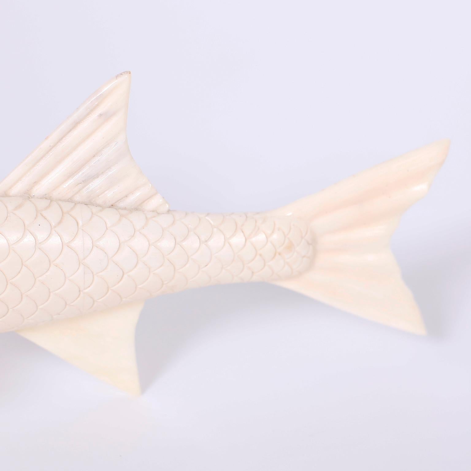 Chinese Carved Bone Koi Fish