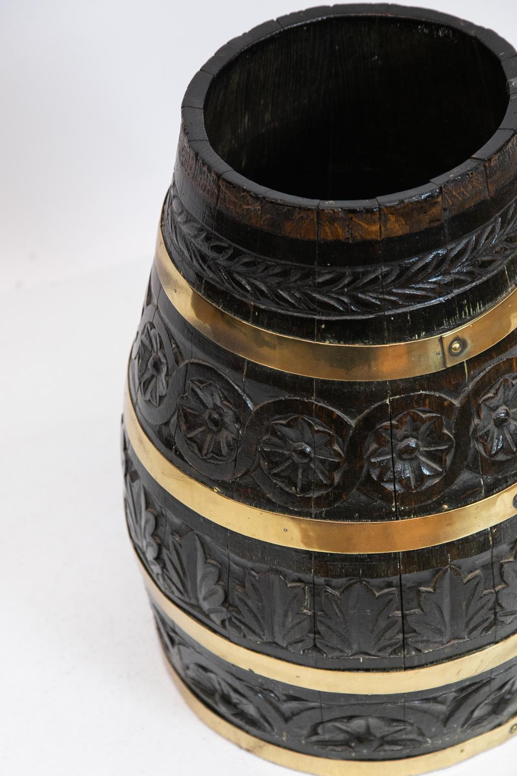 Carved Brass Bound Barrel For Sale 2