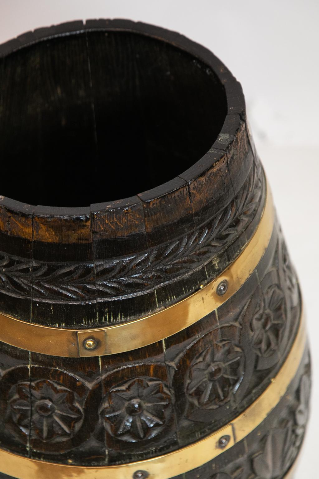 Carved Brass Bound Barrel For Sale 3