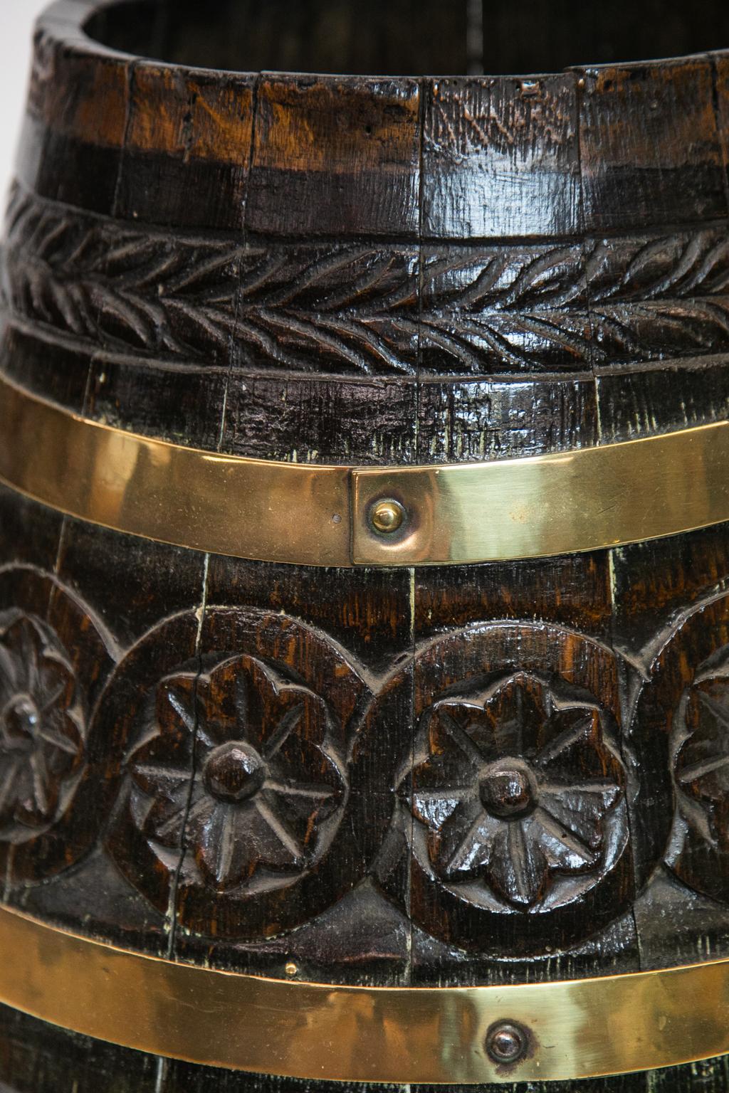 Carved Brass Bound Barrel For Sale 4