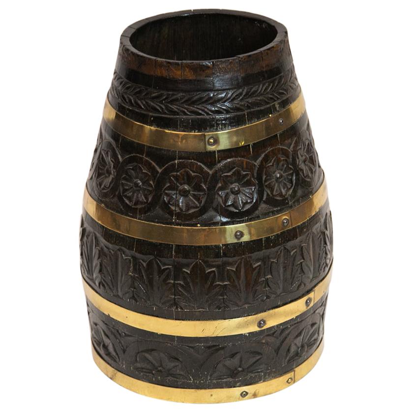 Carved Brass Bound Barrel For Sale