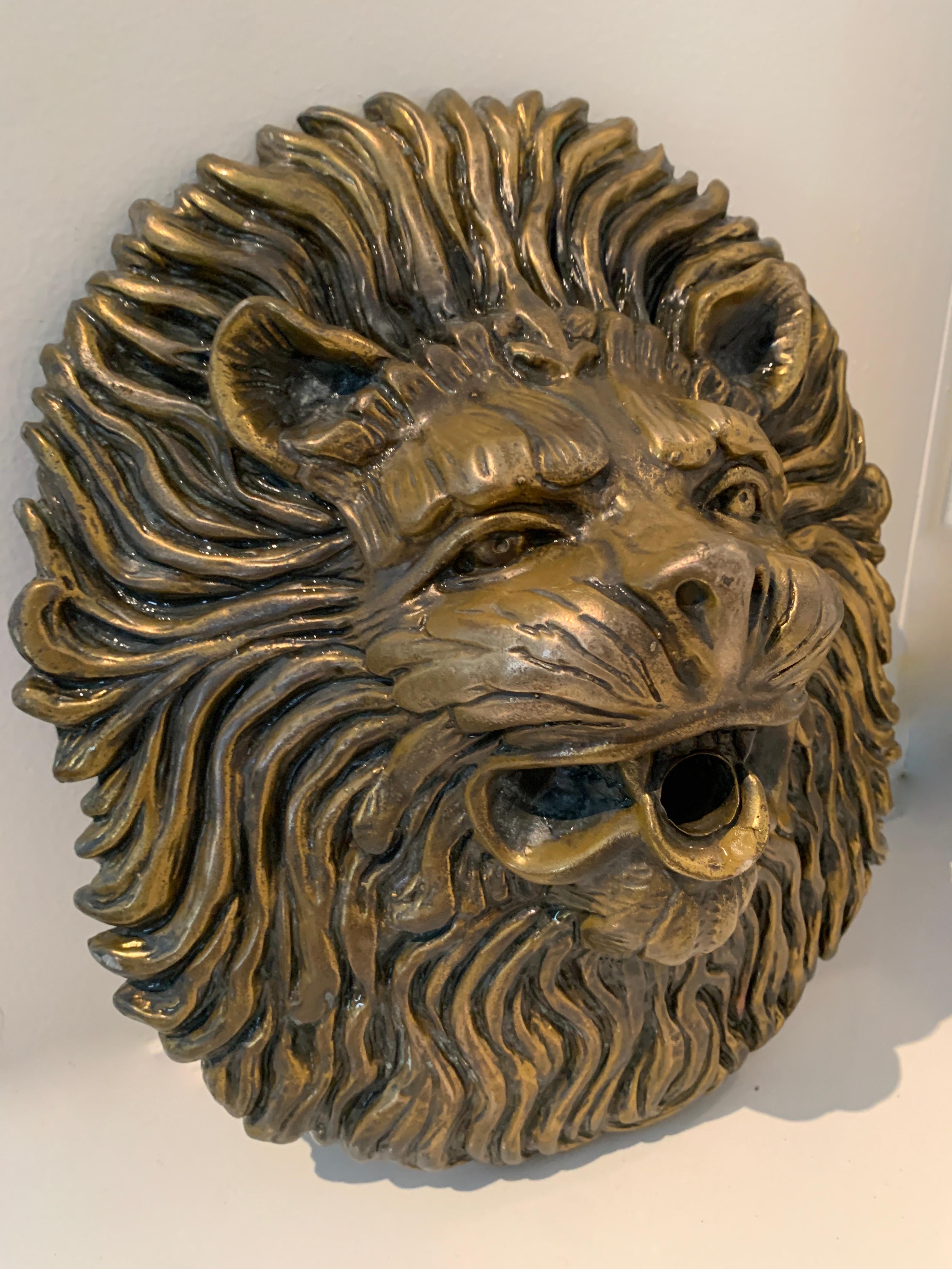 Carved Brass Lion Fountain Head 1