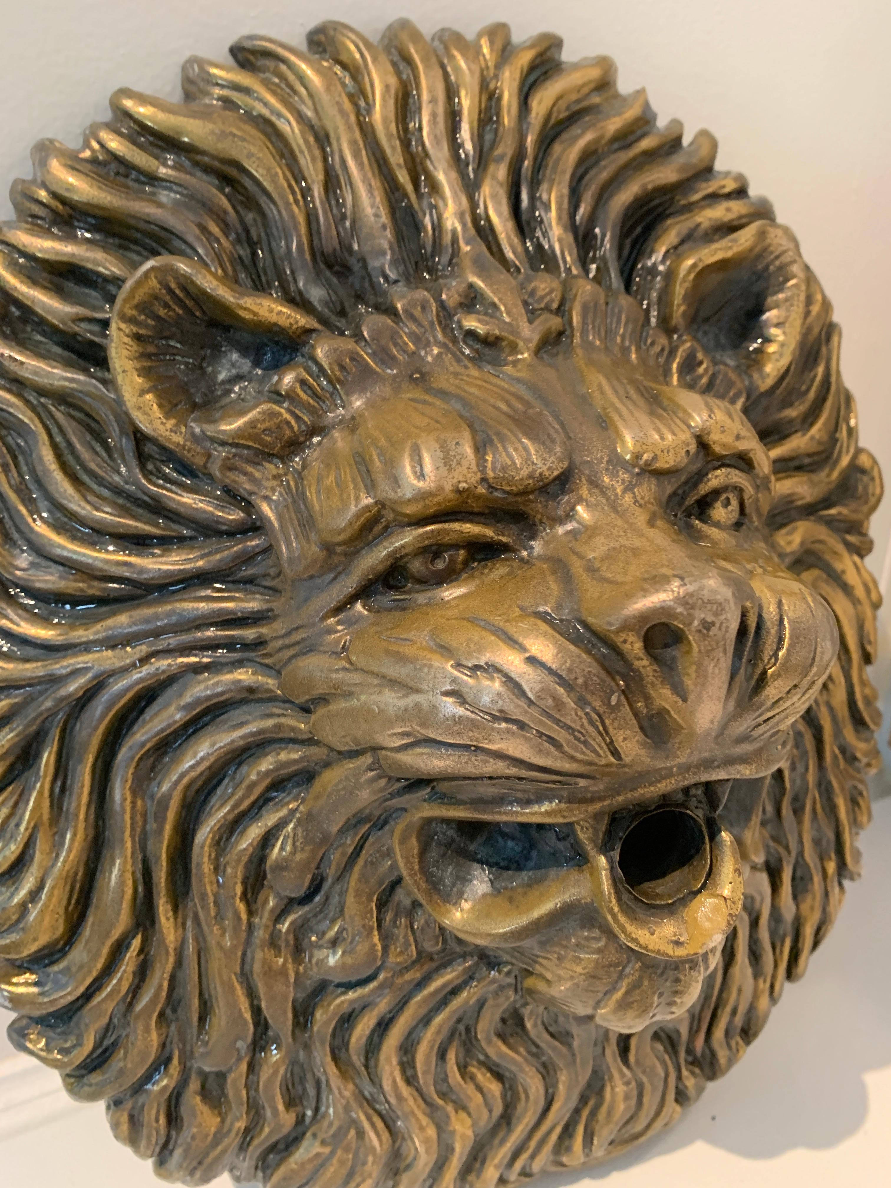 Carved Brass Lion Fountain Head 2