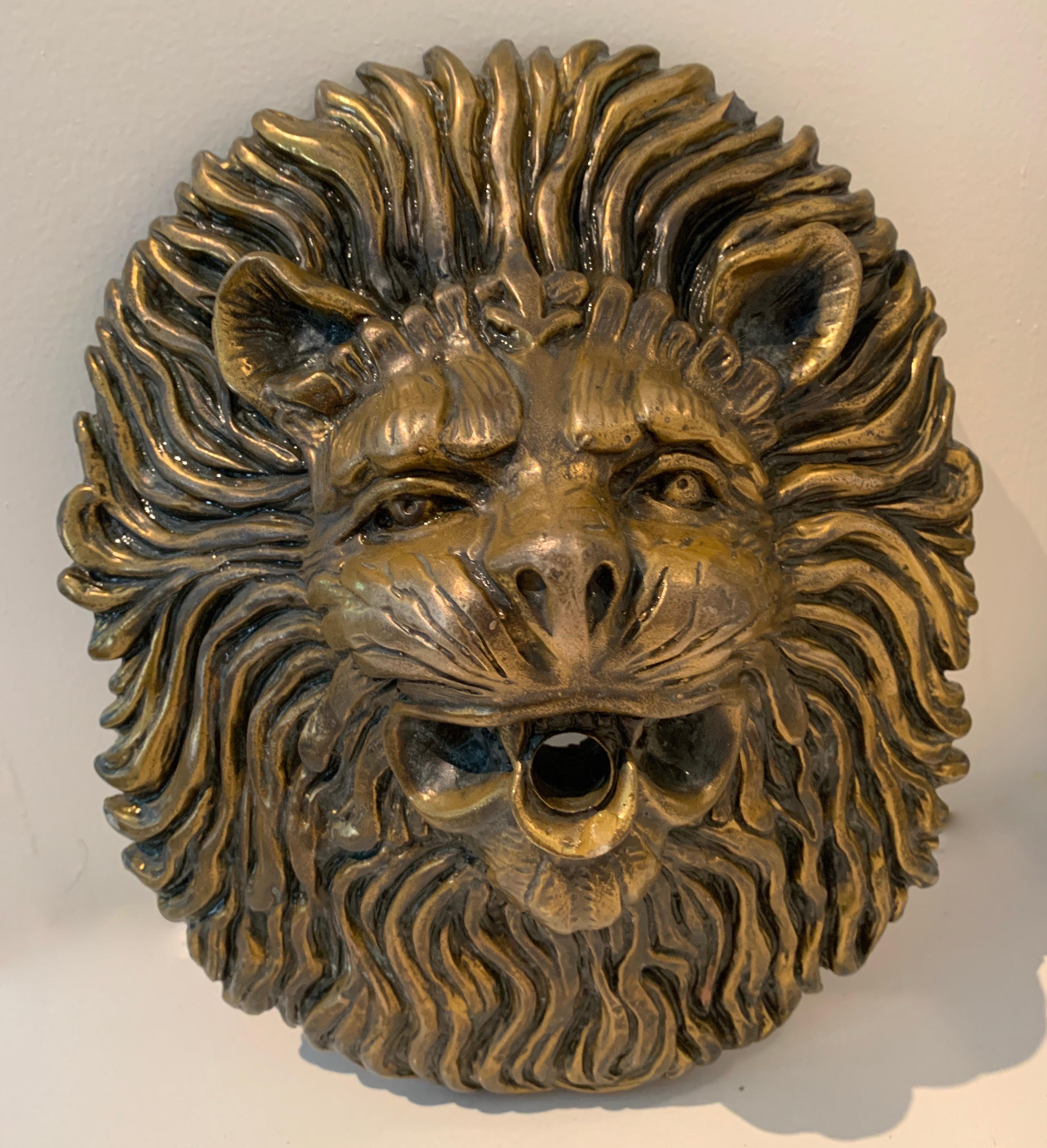 Carved Brass Lion Fountain Head 3
