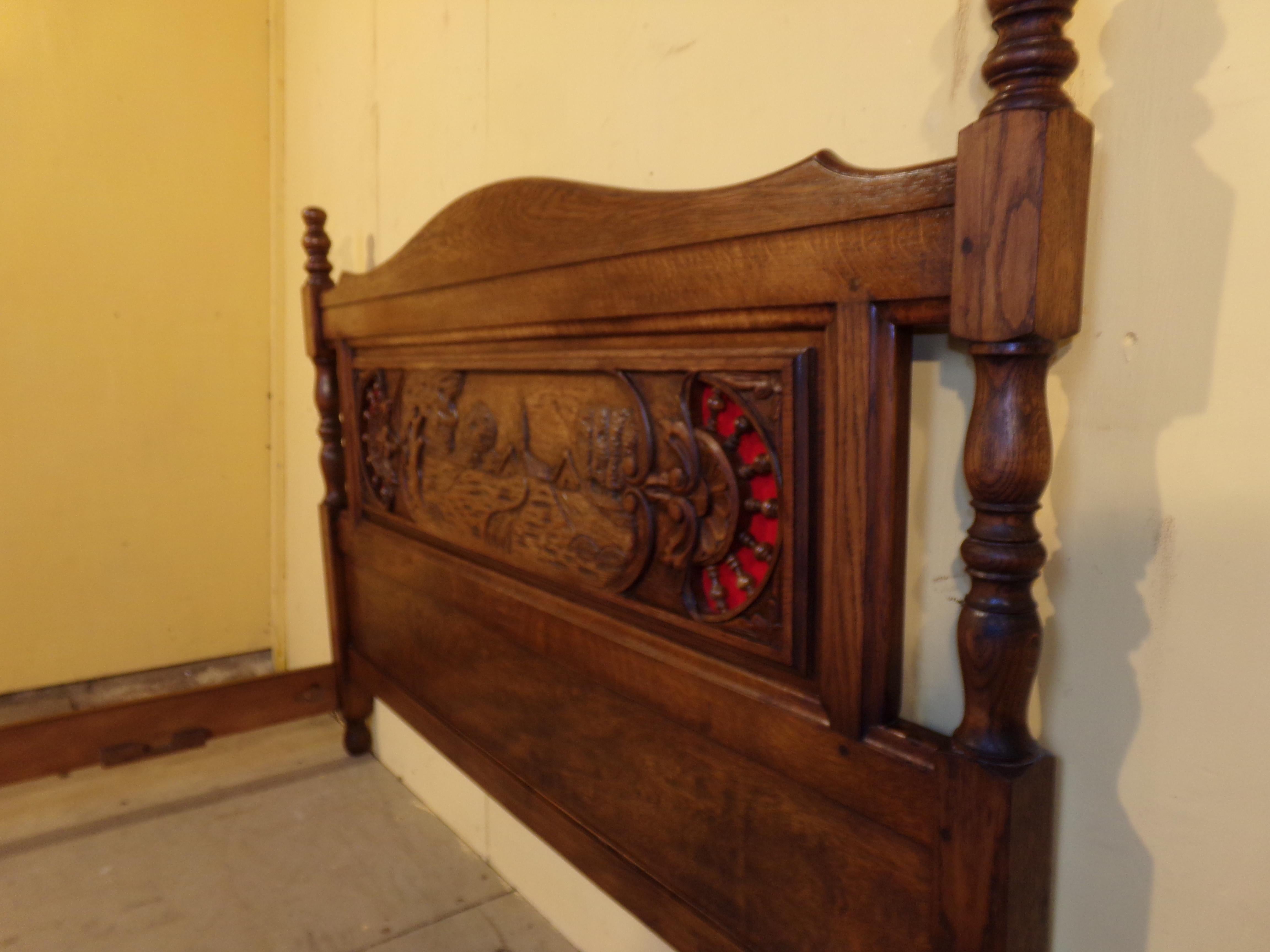 French Carved Breton Marriage Bed, circa 1900 For Sale
