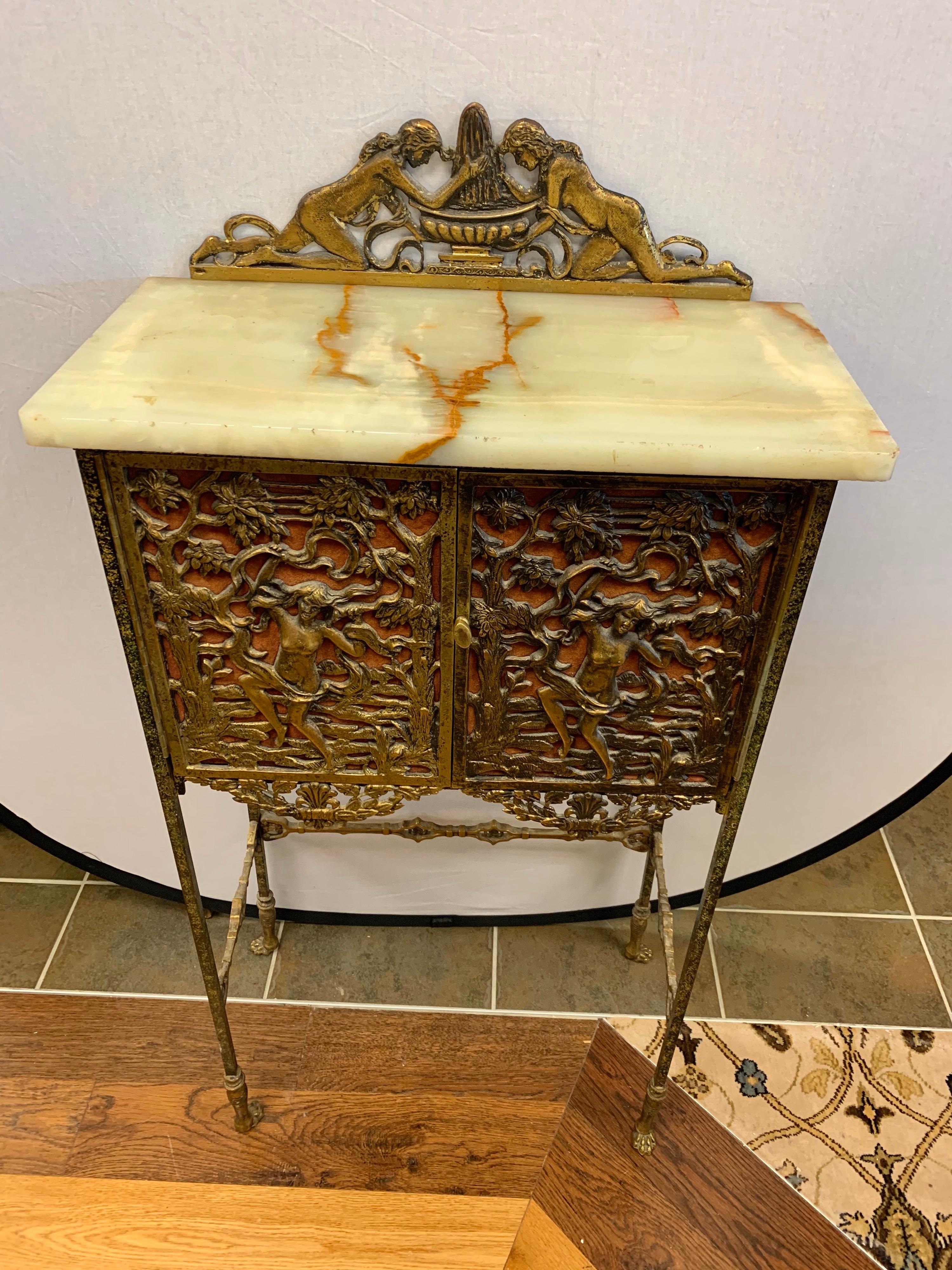 Carved Bronze French Louis XVI Marble-Top Cabinet Commode Bar Server 5