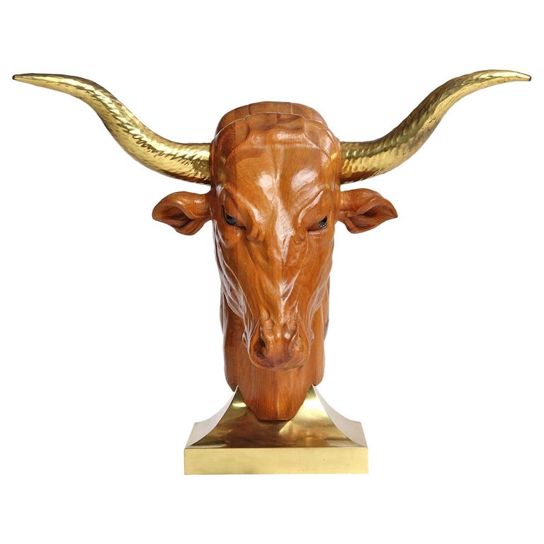 Carved Bull Sculpture For Sale at 1stDibs
