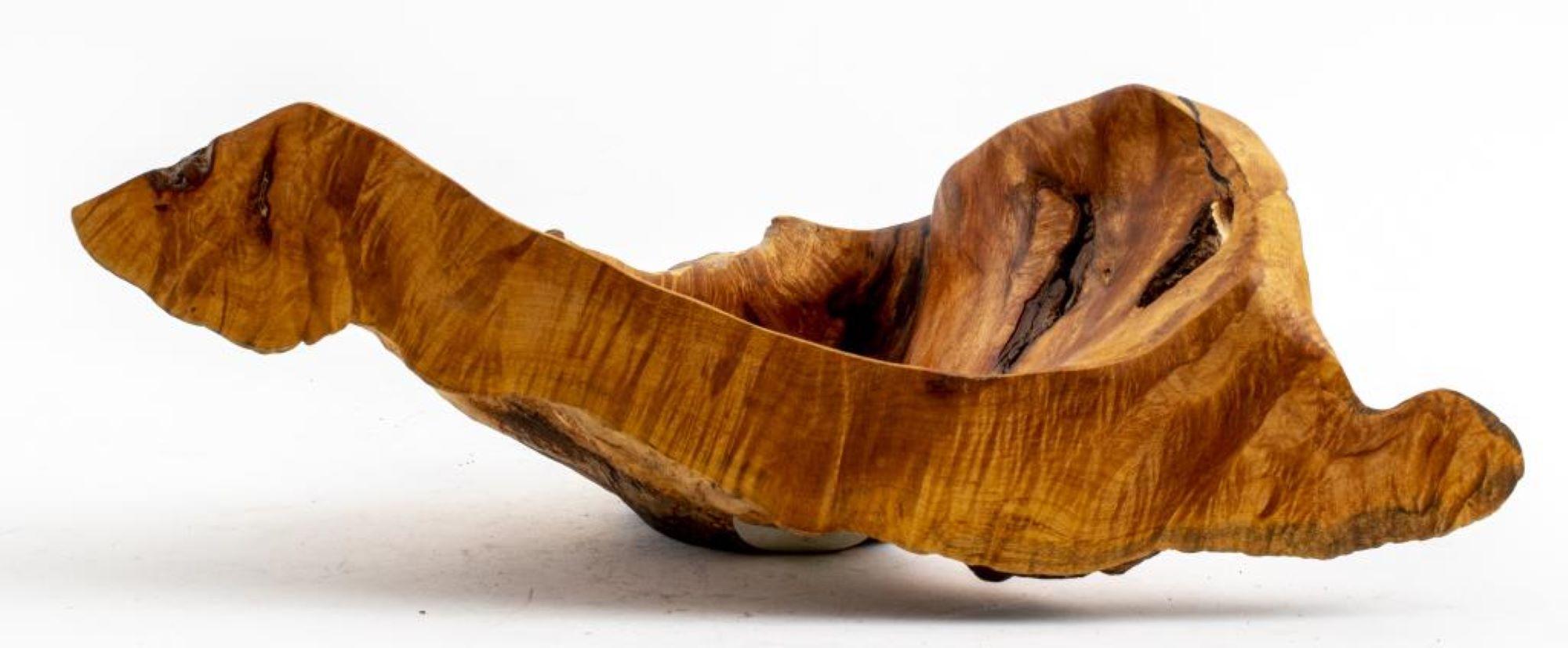 Wood Carved Burlwood Ornamental Bowls, 3 For Sale