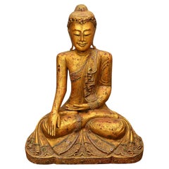 Carved Burmese Buddhist Statue Lotus Buddha Carving Myanmar