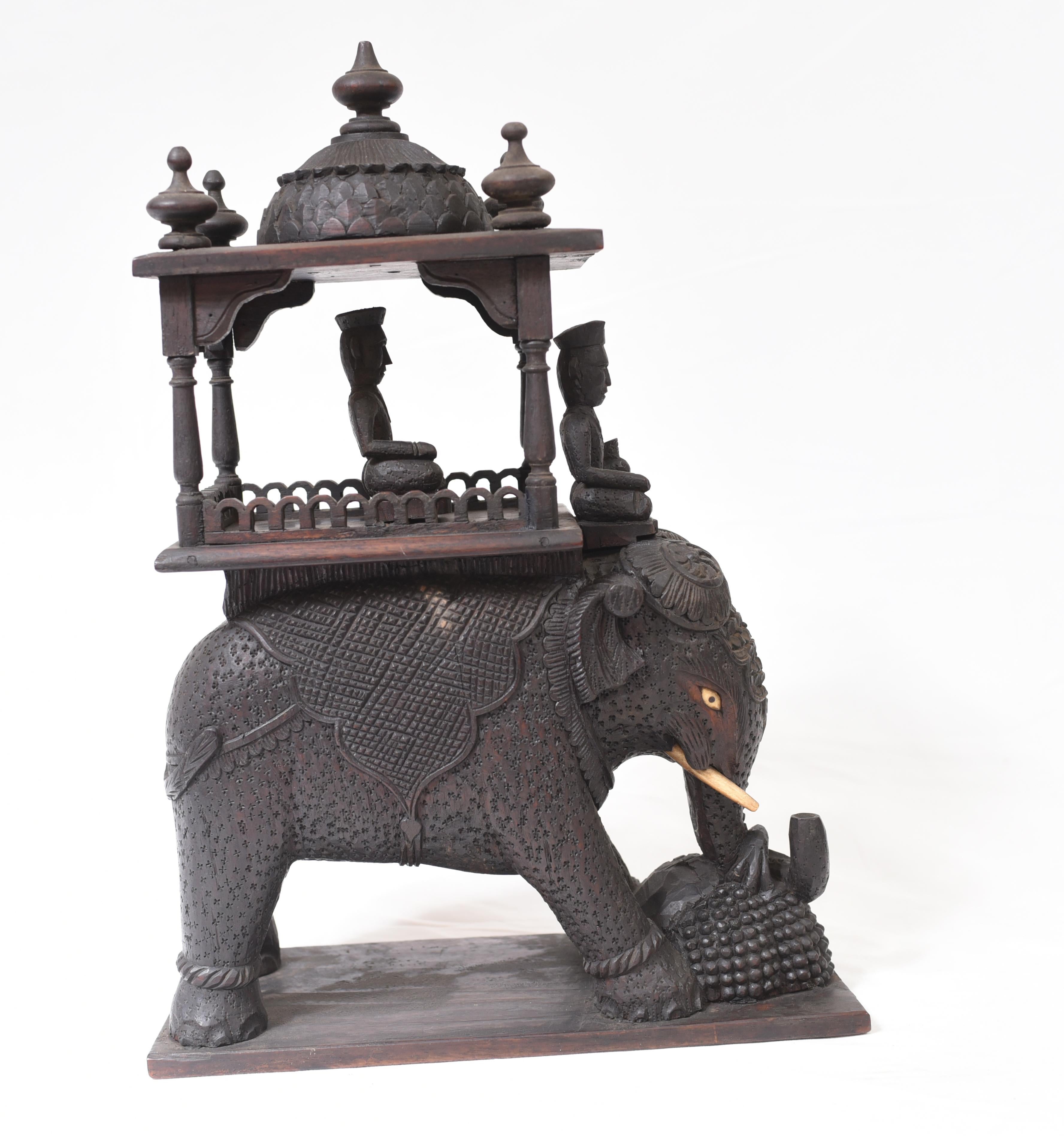 Carved Burmese Elephant Statue Antique 1890 Burma 5