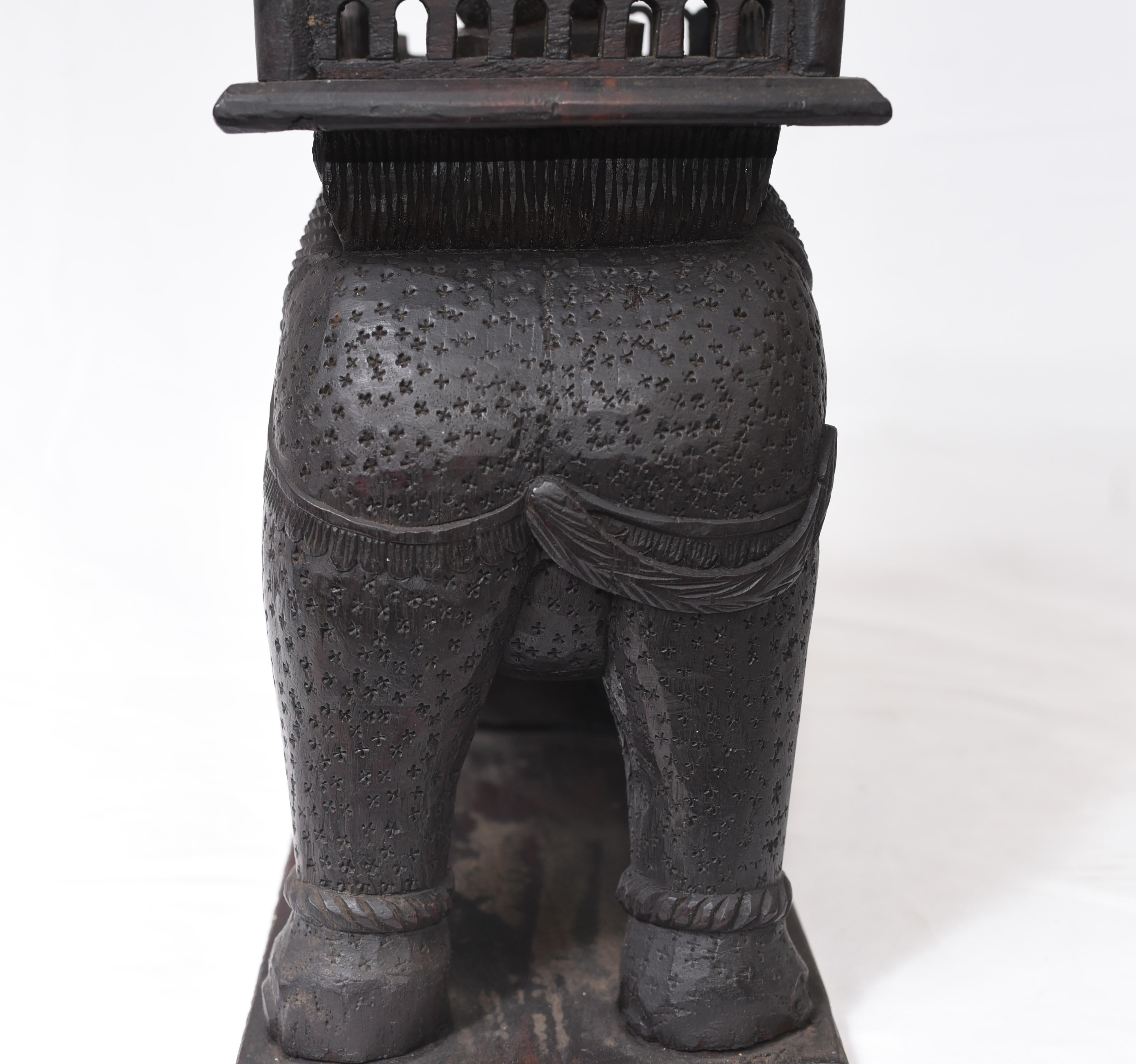 Carved Burmese Elephant Statue Antique 1890 Burma 8