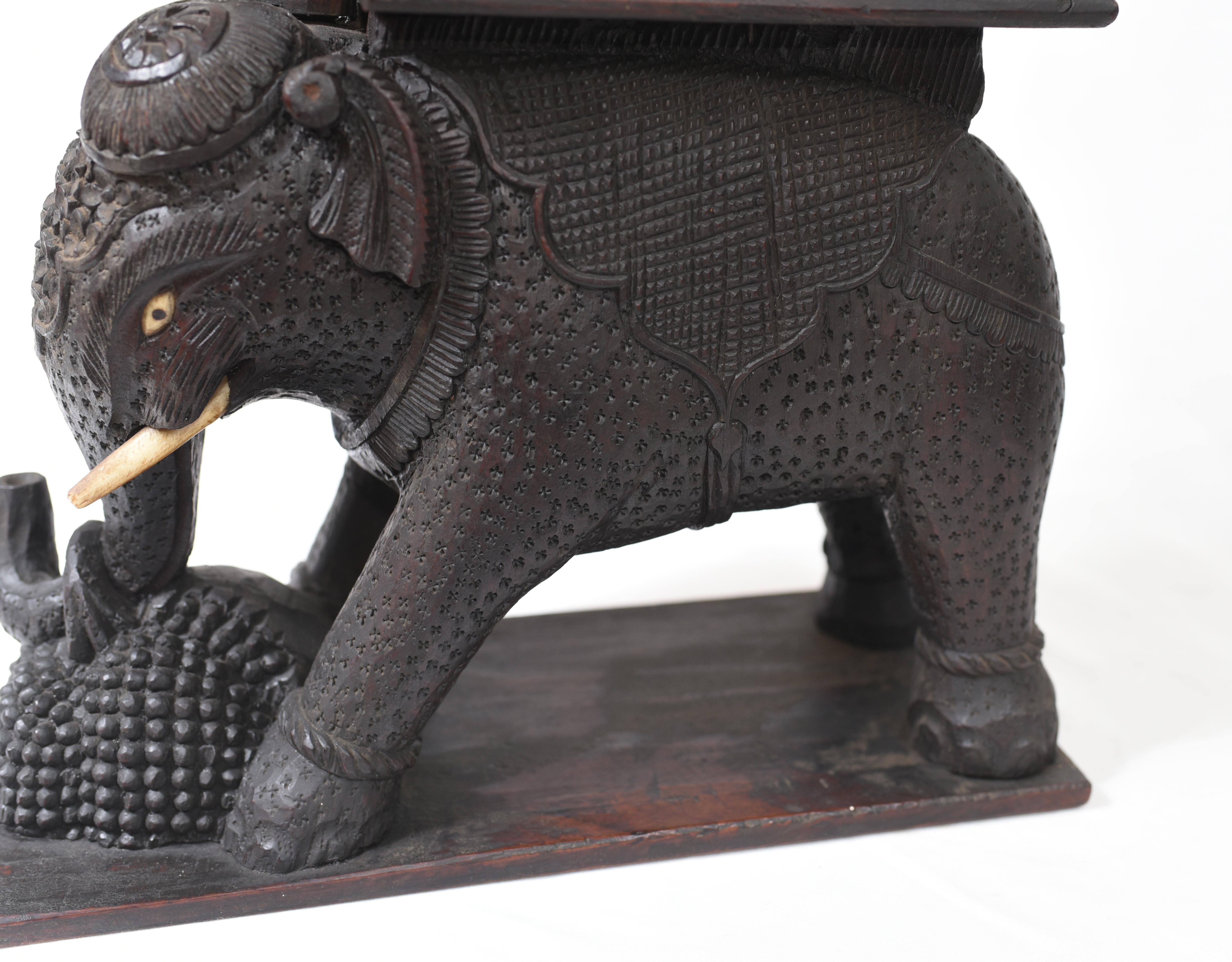 Carved Burmese Elephant Statue Antique 1890 Burma In Good Condition In Potters Bar, GB