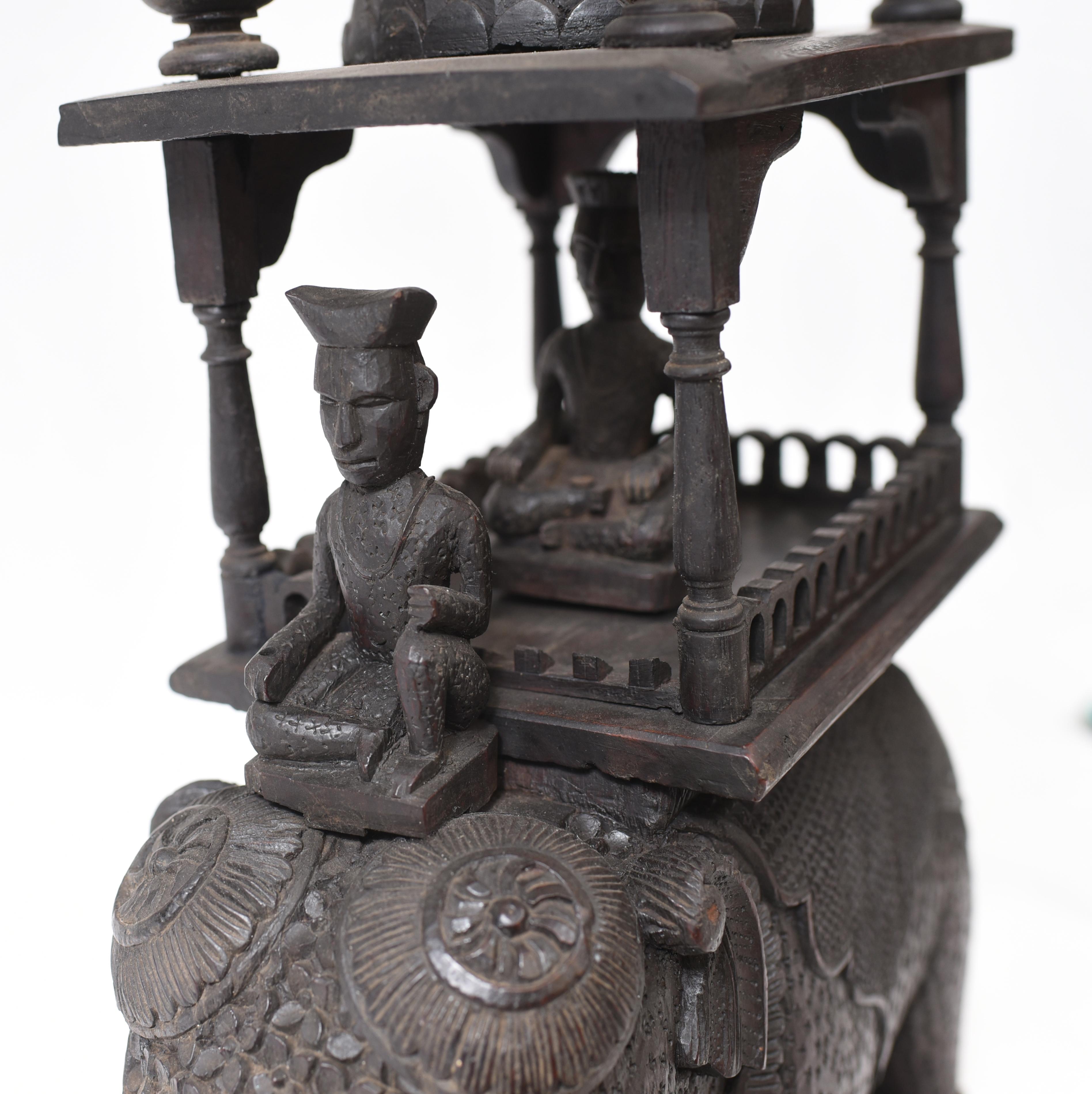 Hardwood Carved Burmese Elephant Statue Antique 1890 Burma