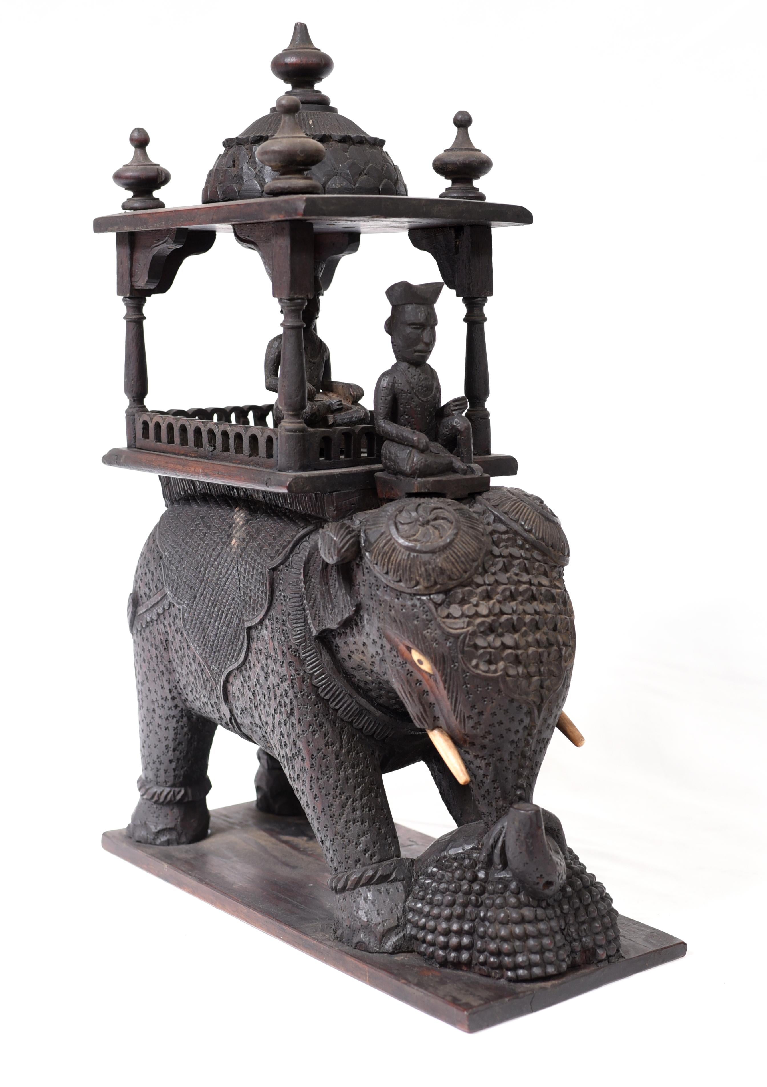 Carved Burmese Elephant Statue Antique 1890 Burma 2